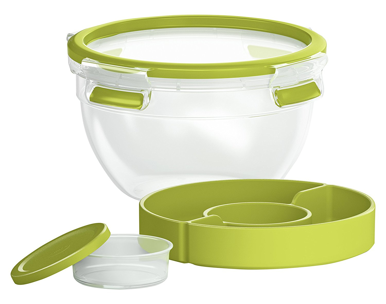EMSA Clip & Go Salatbox rund 1,0l - Brotdose - Erwachsener - Grün - Transparent - Polypropylen (PP) - Thermoplastisches Elastomer (TPE) - Einfarbig - Rund