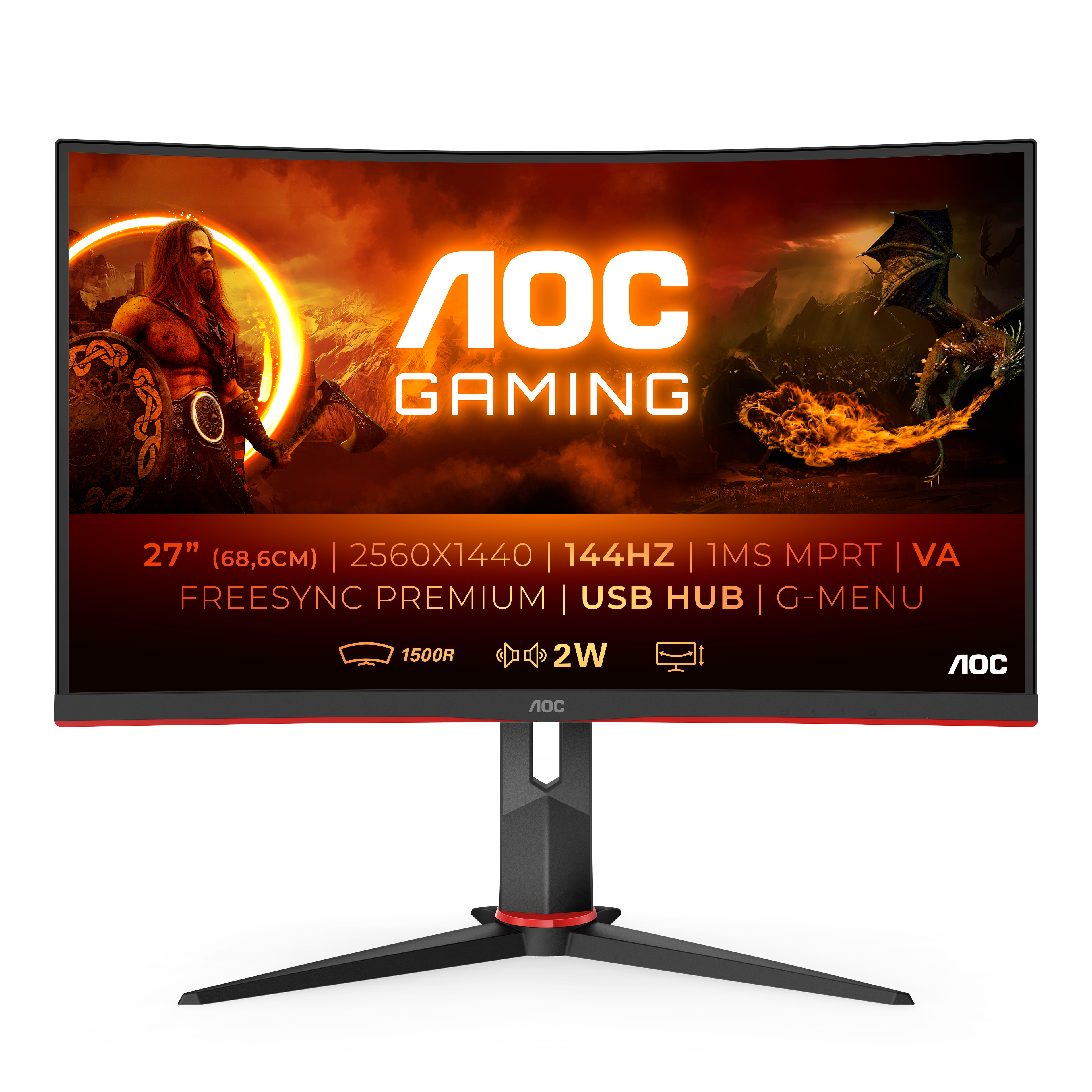 AOC Gaming CQ27G2U/BK - LED-Monitor - Gaming - gebogen - 68.6 cm (27")