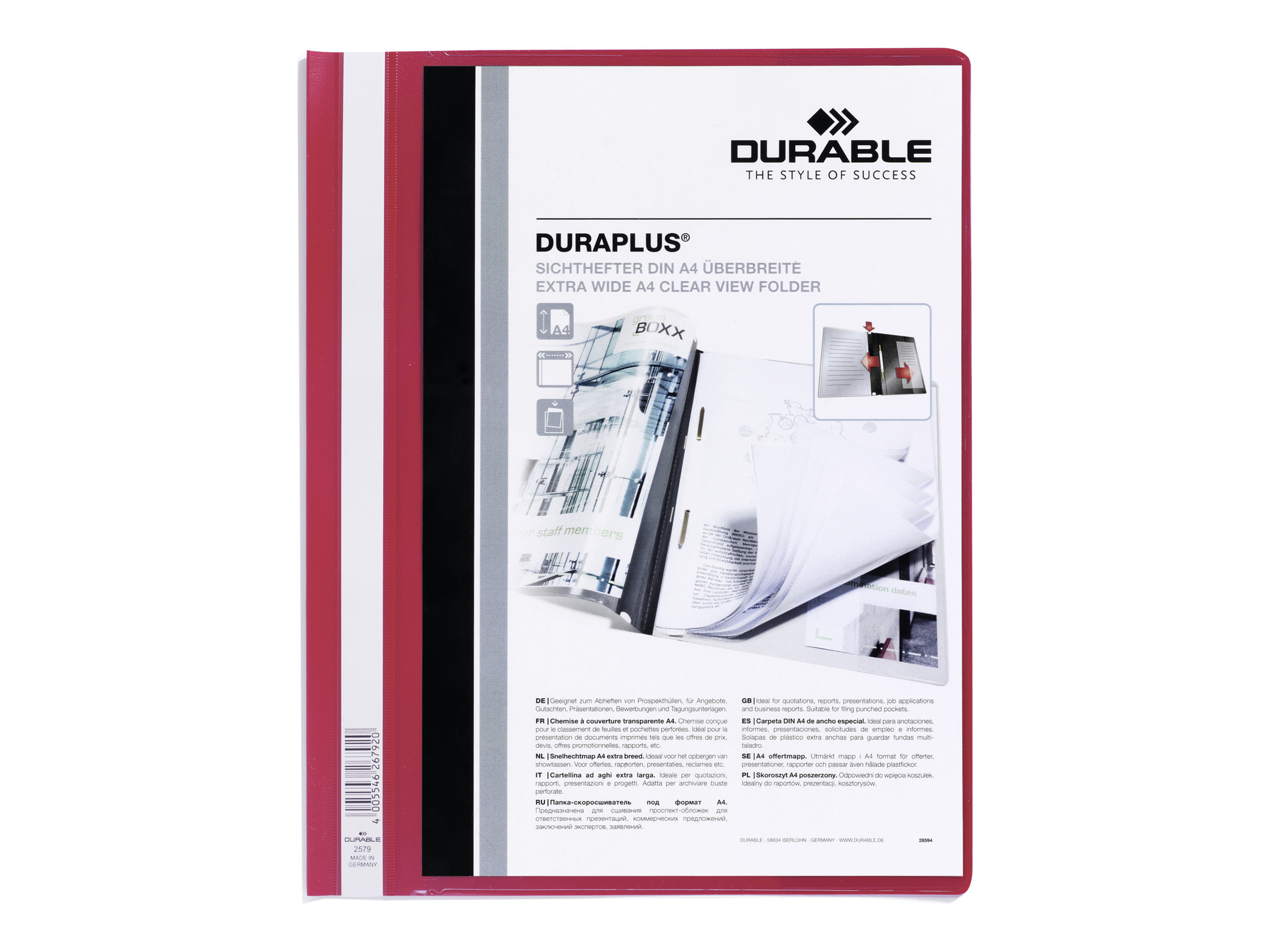 Durable DURAPLUS - Schnellhefter - für A4 - Rot
