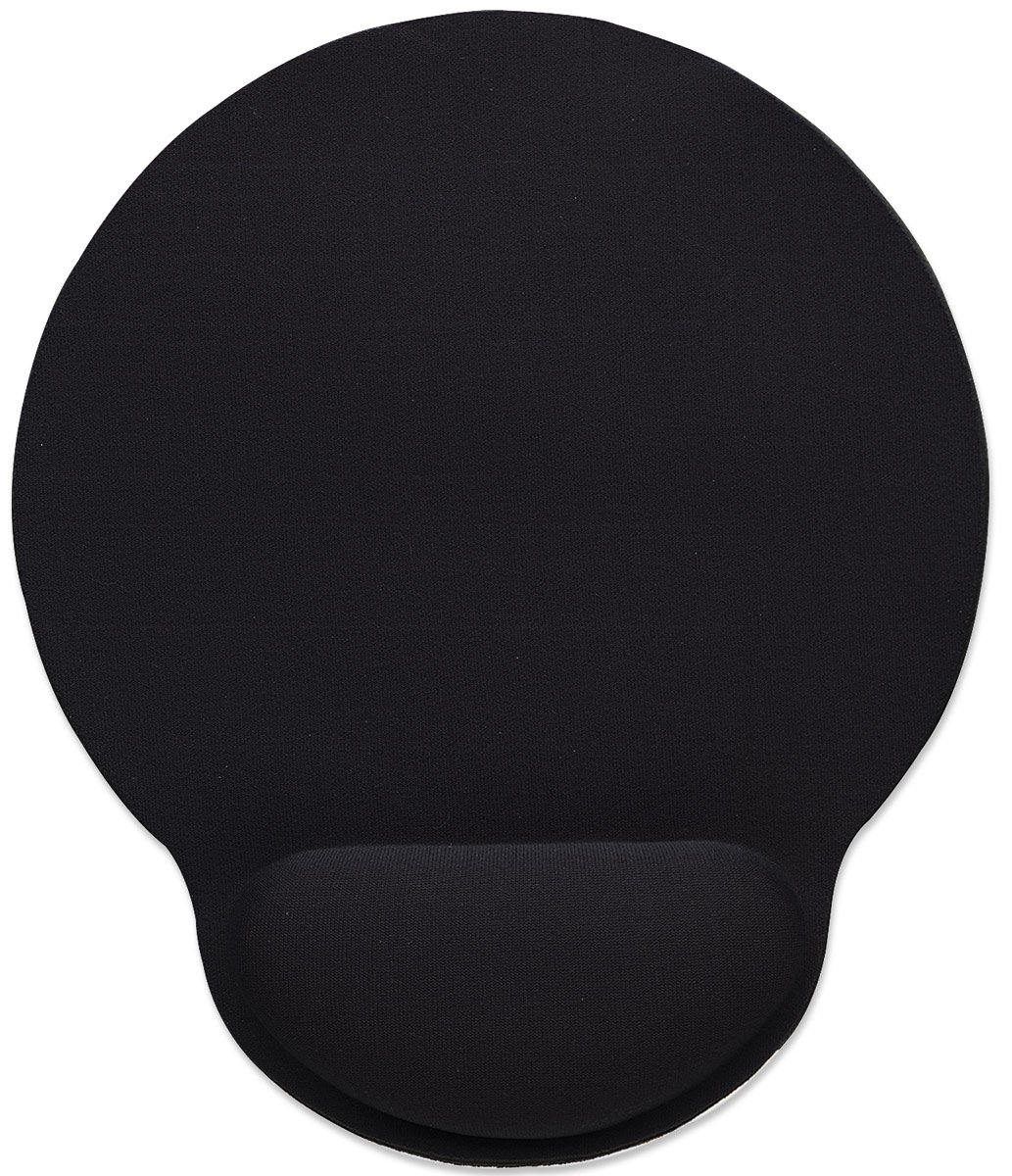 IC Intracom Manhattan Wrist Gel Support Pad and Mouse Mat, Black, 241 Ã— 203 Ã— 40 mm, non slip base, Lifetime Warranty, Card Retail Packaging