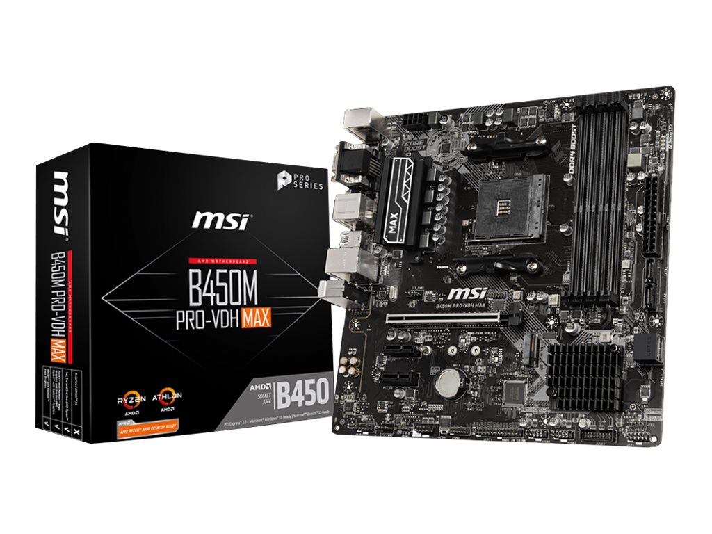 MSI B450M PRO-VDH MAX - Motherboard - micro ATX - Socket AM4 - AMD B450 Chipsatz - USB 3.2 Gen 1 - Gigabit LAN - Onboard-Grafik (CPU erforderlich)