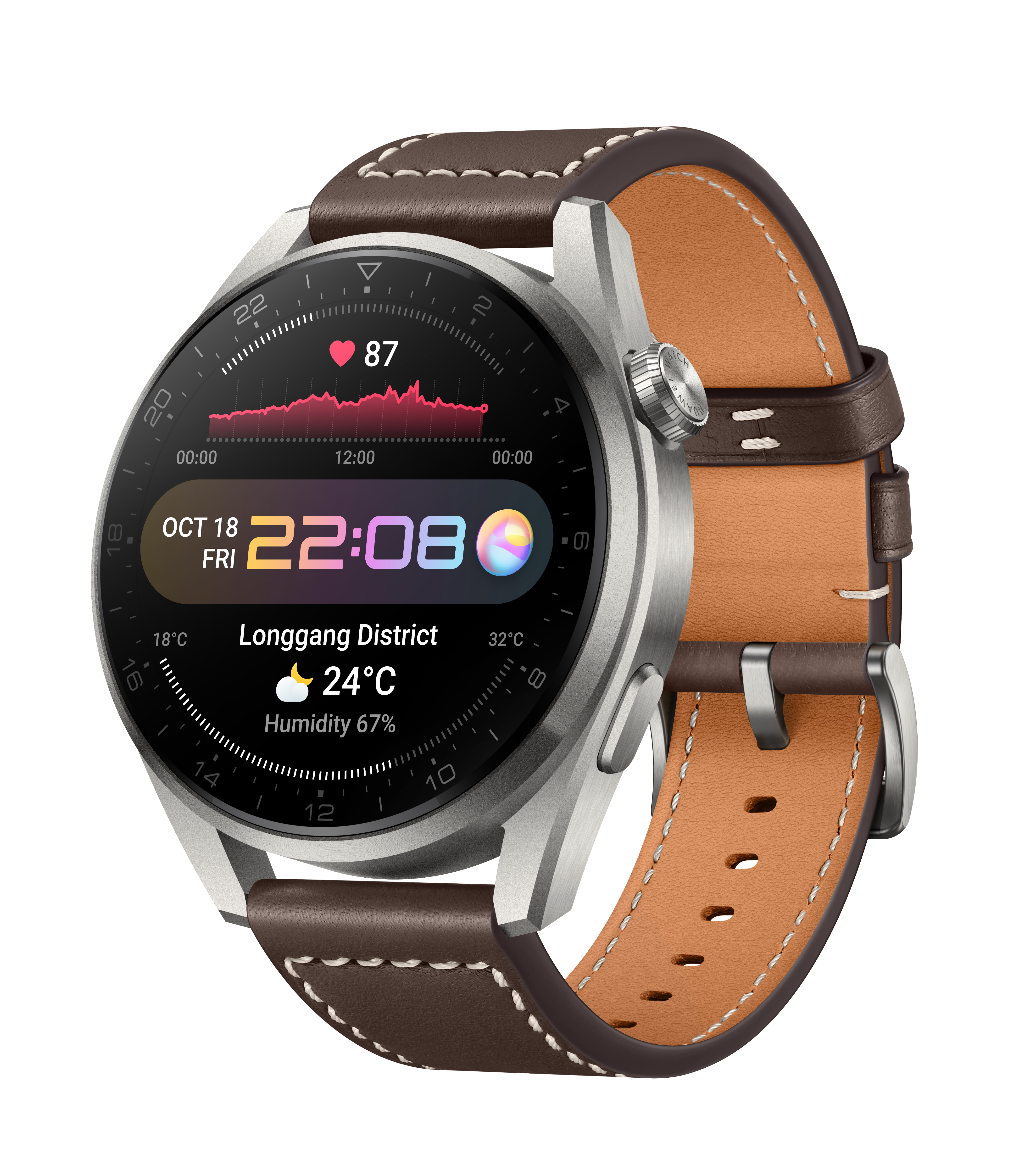 Huawei Watch 3 Pro - Classic Edition - 48 mm - Titan - intelligente Uhr mit Riemen - Leder - braun - Anzeige 3.6 cm (1.43")