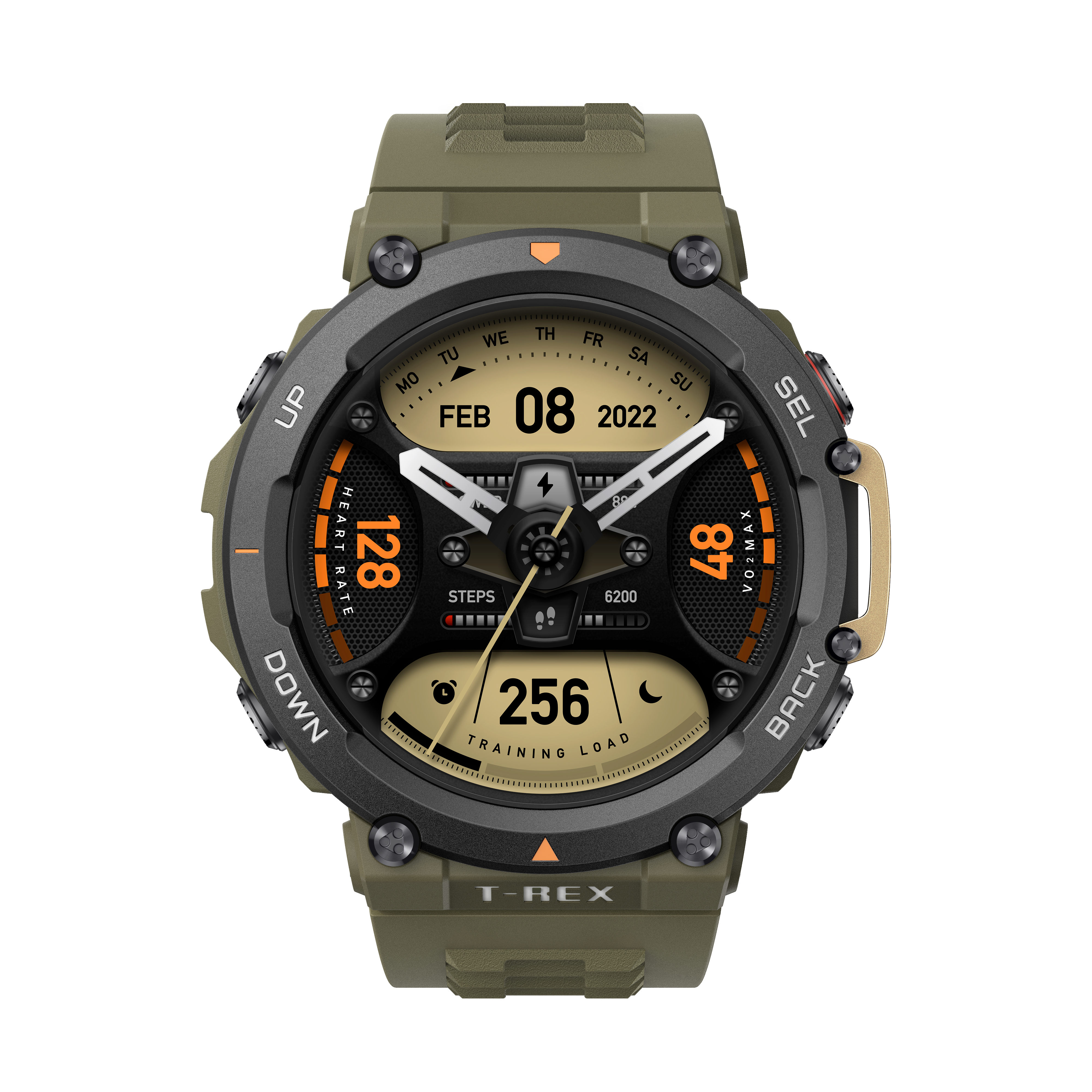 Amazfit T-Rex 2 - Wild green - intelligente Uhr mit Riemen - Silikon - wild green - Handgelenkgröße: 140-205 mm - Anzeige 3.5 cm (1.39")