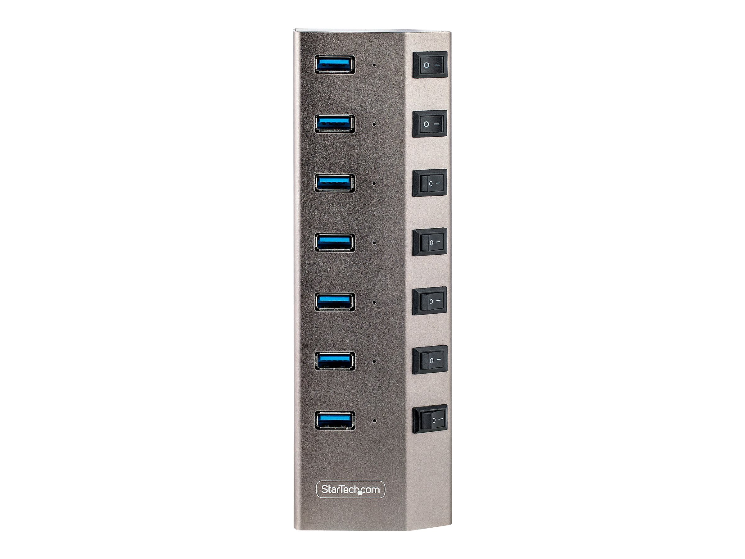 StarTech.com 7-Port Self-Powered USB-C Hub with Individual On/Off Switches, USB 3.0 5Gbps Expansion Hub w/Power Supply, Desktop/Laptop USB-C to USB-A Hub, 7x BC 1.2 (1.5A)
