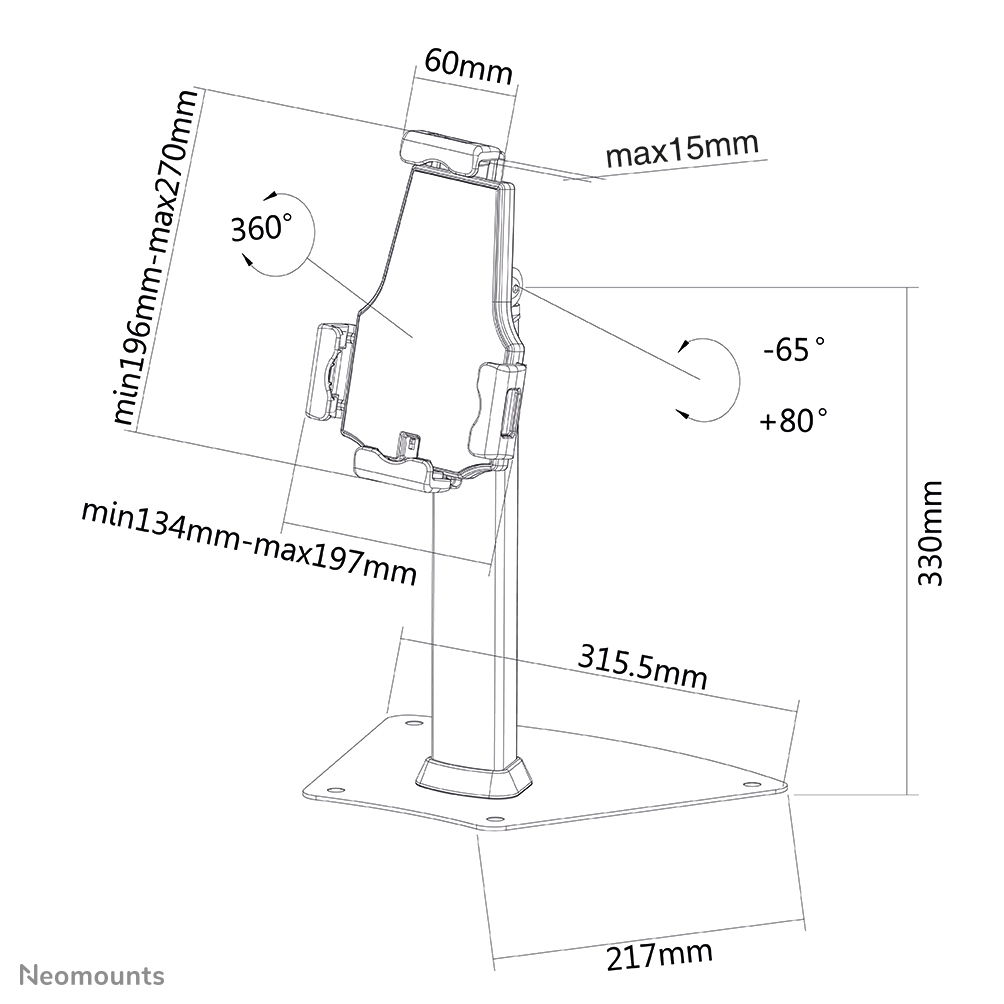 Neomounts TABLET-D150 - Aufstellung - für Tablett - Silber - Bildschirmgröße: 20.3-25.4 cm (8"-10")
