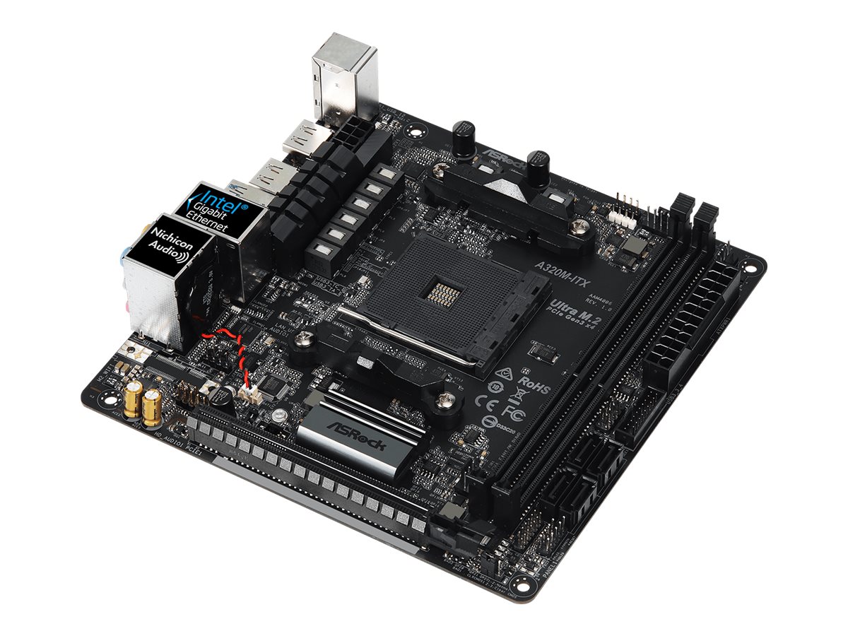 ASRock A320M-ITX - Motherboard - Mini-ITX - Socket AM4 - AMD A320 Chipsatz - USB 3.1 Gen 1, USB-C Gen1 - Gigabit LAN - Onboard-Grafik (CPU erforderlich)