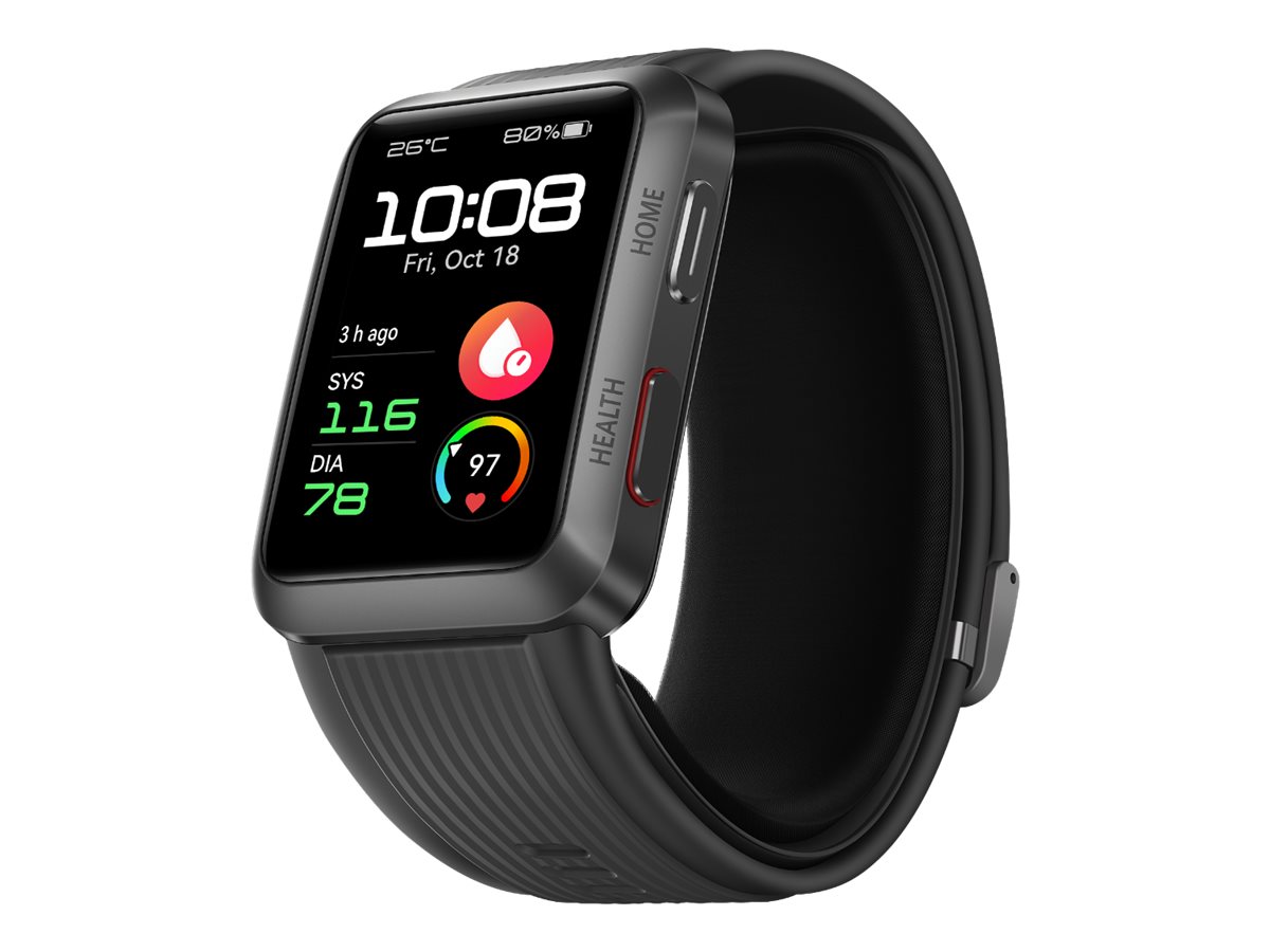 Huawei Watch D - Aluminum - intelligente Uhr mit Riemen - Flouroelastomer - schwarz - Bandgröße: L - Anzeige 4.2 cm (1.64")