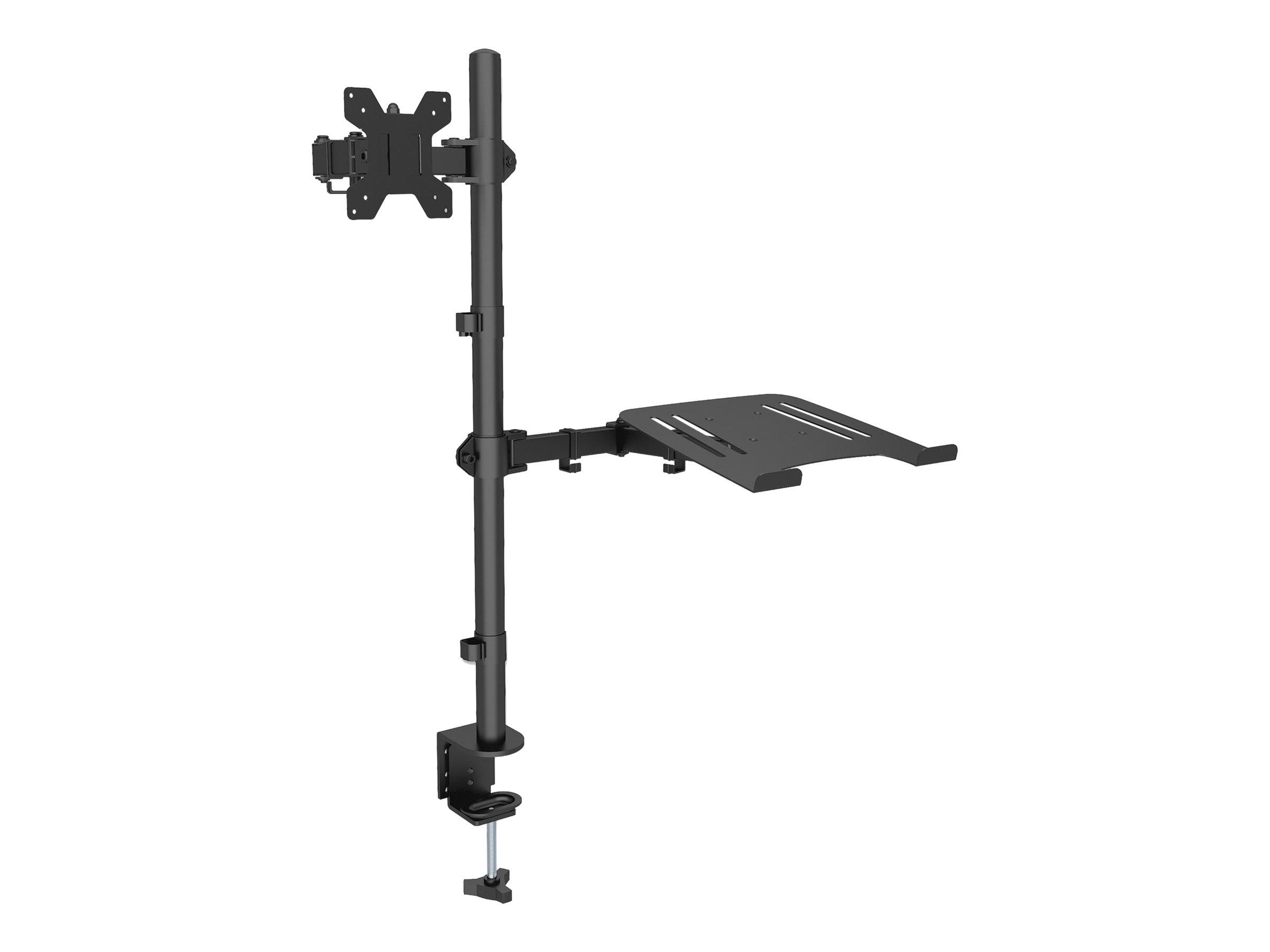 IC Intracom Manhattan TV & Monitor & Laptop Combo Mount, Desk, Full Motion, 1 screen, Screen Sizes: 10-27", Laptop up to 17", Black, Clamp Assembly, VESA 75x75 to 100x100mm, Max 8kg, Lifetime Warranty - Befestigungskit (Tischmontage)