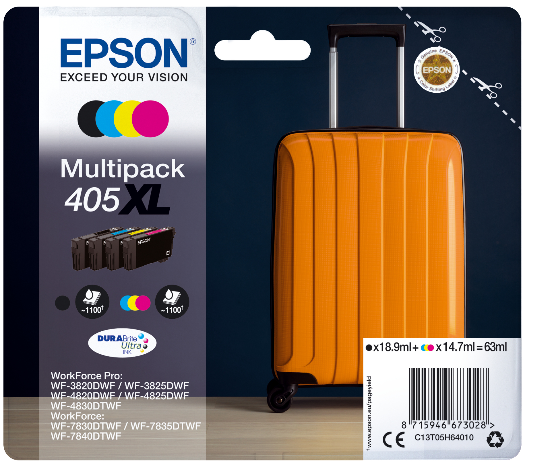 Epson 405XL Multipack - 4er-Pack - XL - Schwarz, Gelb, Cyan, Magenta