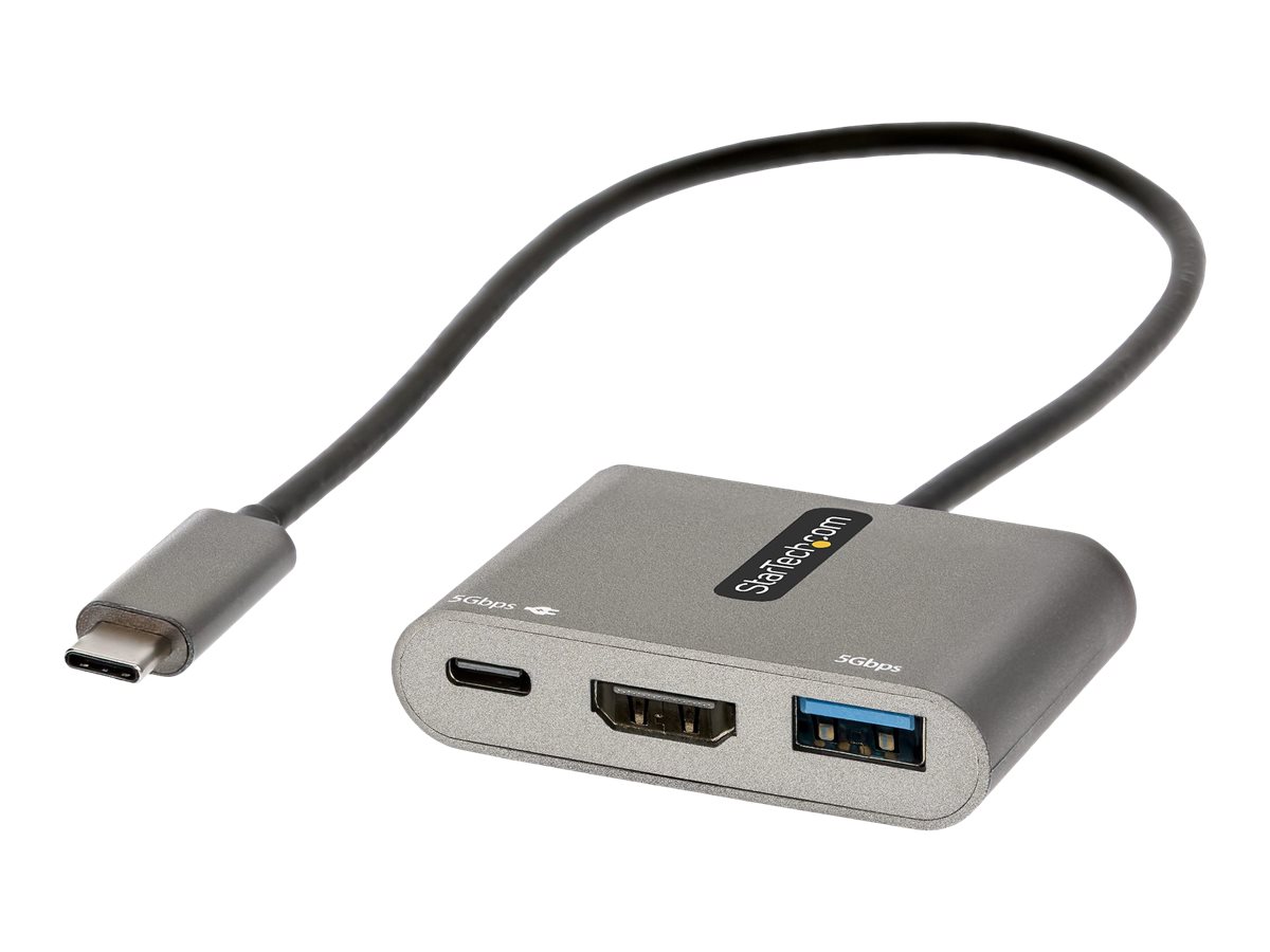 StarTech.com USB-C Multiport Adapter, USB-C auf HDMI 4K Anschluss, 100W PD, USB 3.0 Hub 5Gbit/s (1xTyp-C/ 1xA)