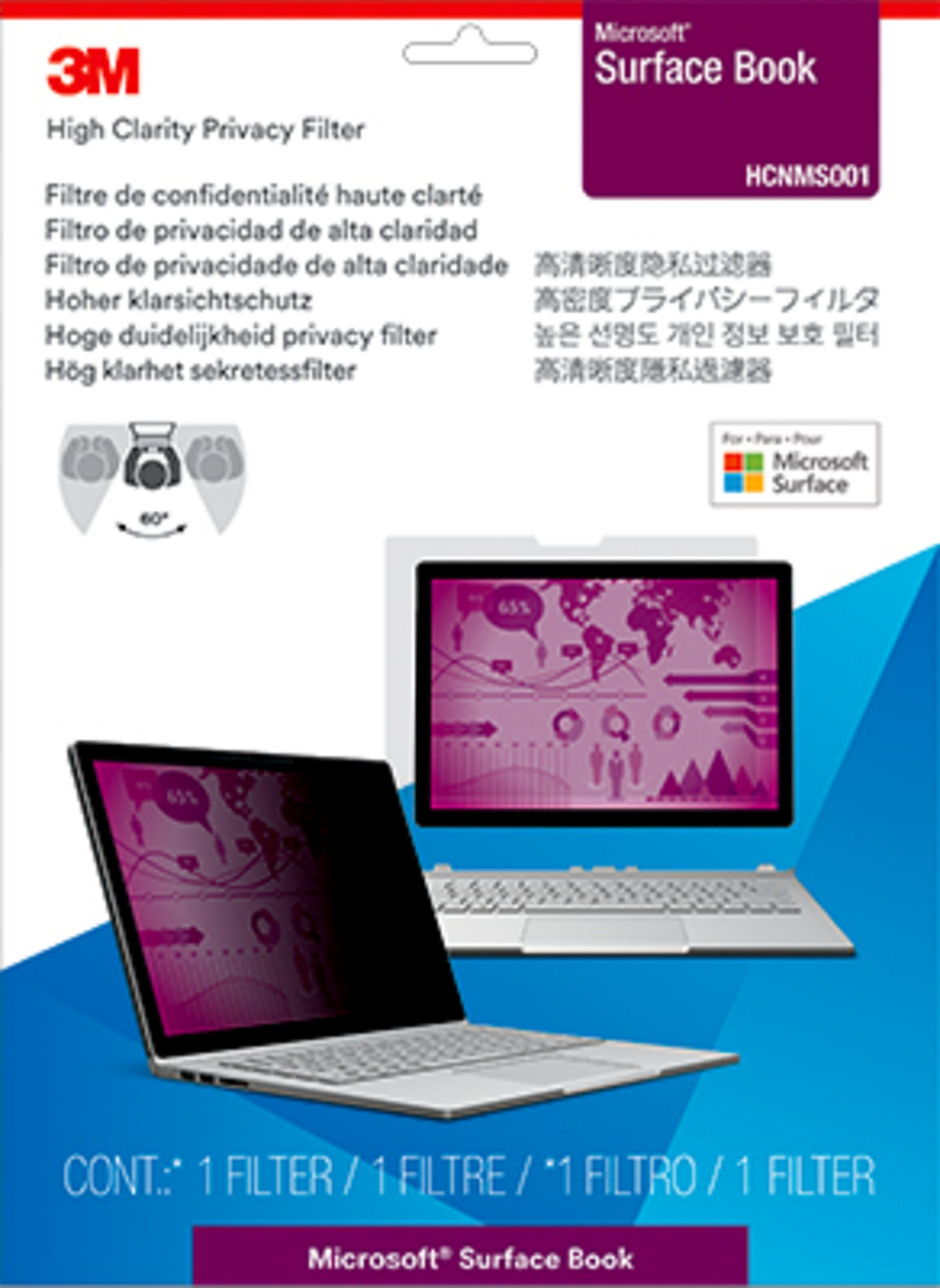 3M Blickschutzfilter High Clarity für Microsoft Surface Book - Blickschutzfilter für Notebook - 34.3 cm (13.5")