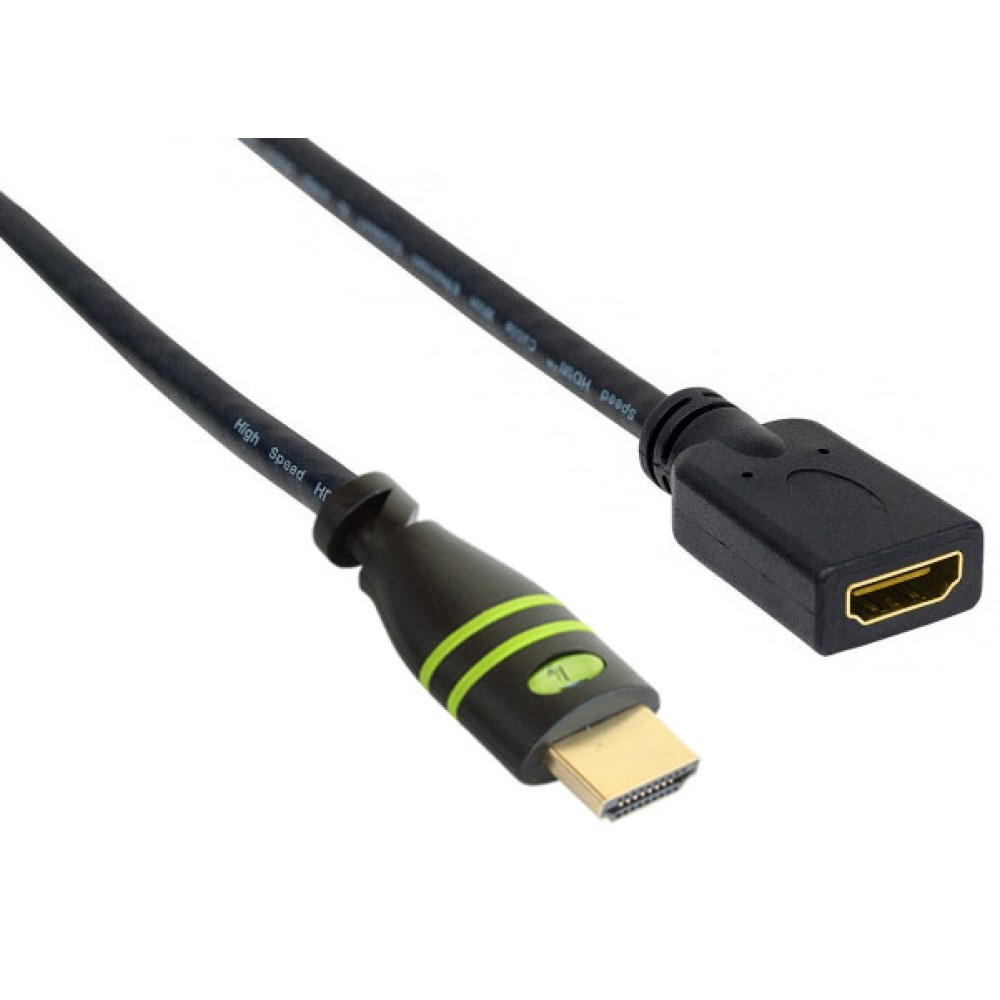 Techly HDMI 4K 60Hz High Speed Anschlusskabel ,mit Ethernet M/F, schwarz, 1,0 m