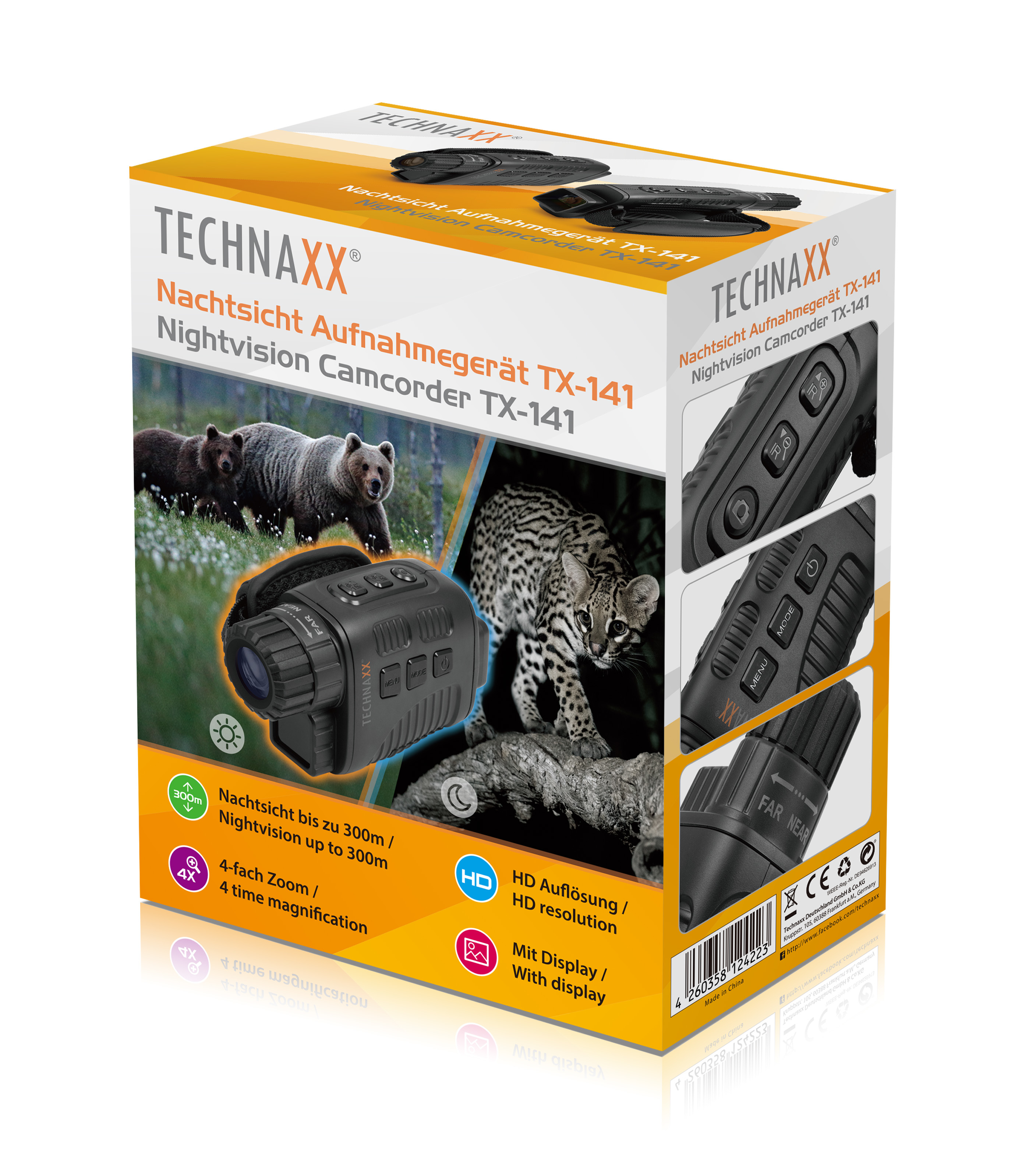 Technaxx TX-141 - Monokular - Schwarz - 300 m - 850 nm - 1280 x 960 Pixel - TFT