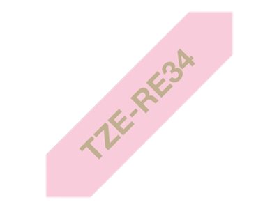 Brother TZe-RE34 - Gold auf Pink - Rolle (1,2 cm x 4 m)