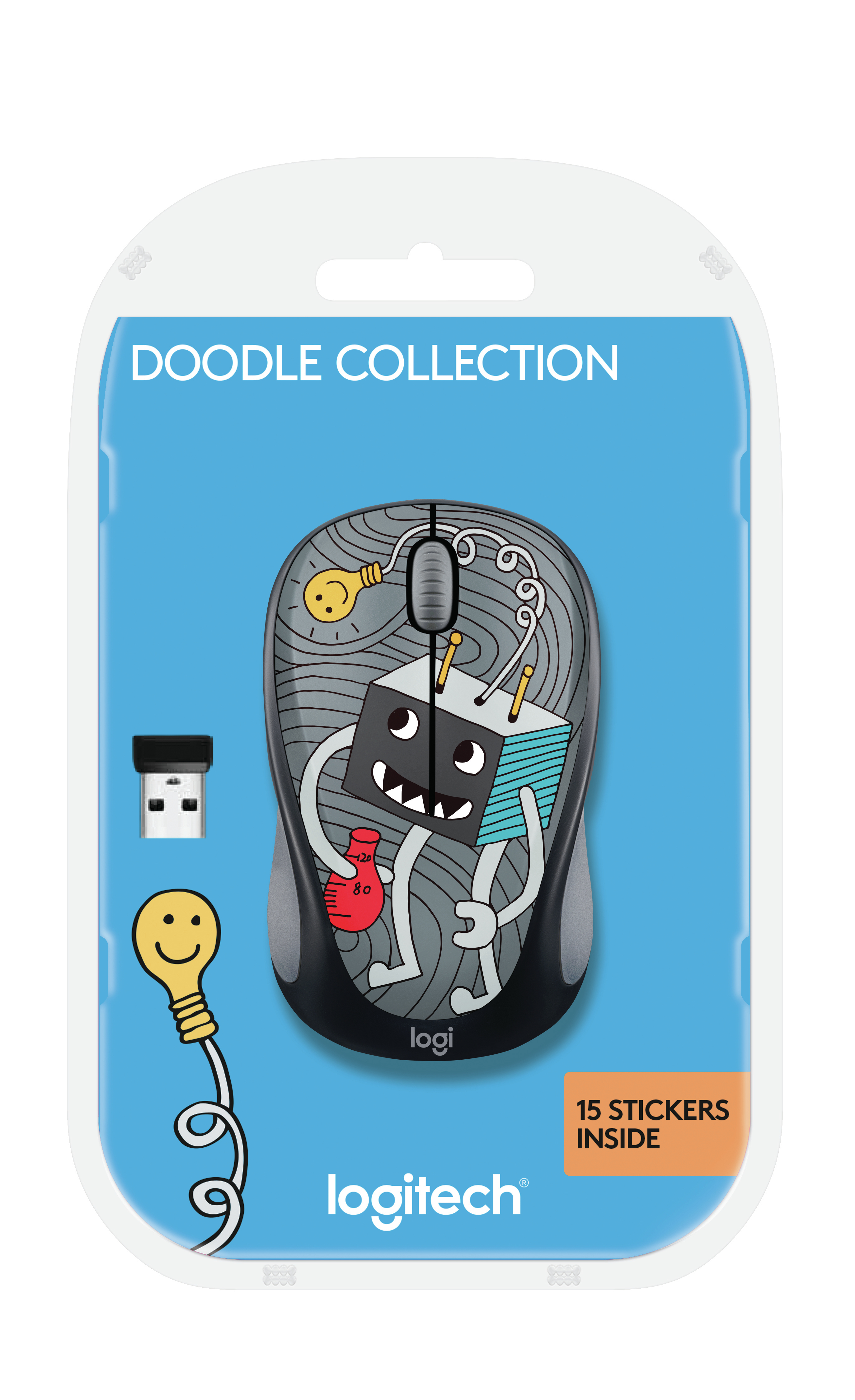 Logitech Doodle Collection M238 - Maus - optisch - 3 Tasten - kabellos - 2.4 GHz - kabelloser Empfänger (USB)