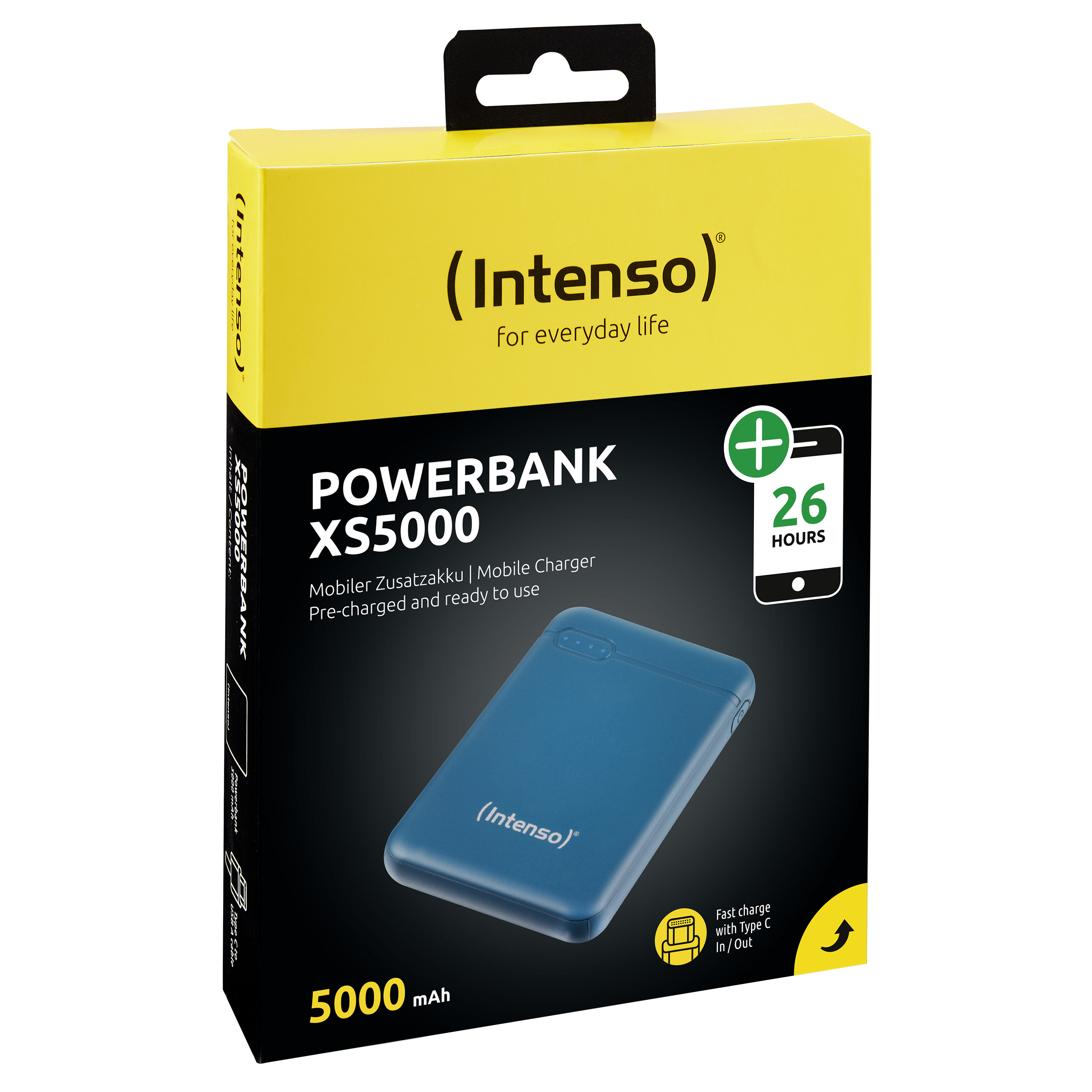 Intenso Powerbank XS5000 - Powerbank - 5000 mAh - 2.1 A - 2 Ausgabeanschlussstellen (USB, USB-C)
