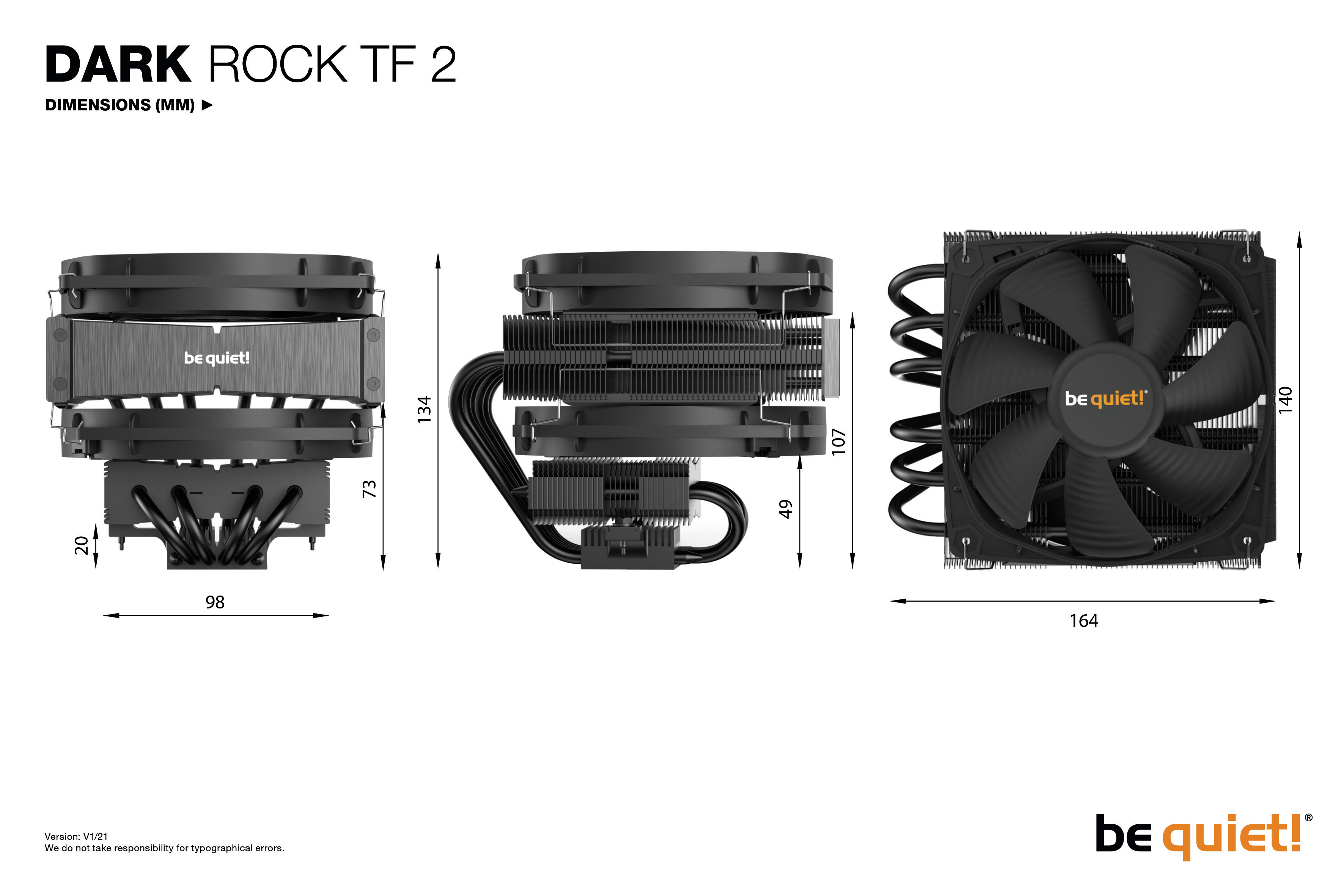 Be Quiet! Dark Rock TF 2 - Prozessor-Luftkühler - (für: LGA1155, LGA1150, LGA1151, LGA2011-3 (Square ILM)
