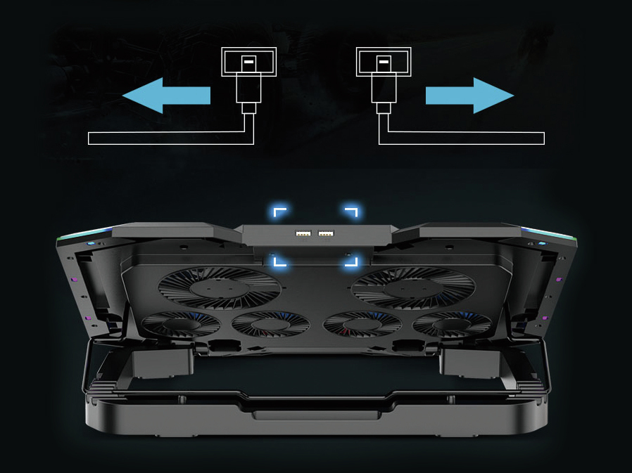 Conceptronic ERGO Gaming - Notebook-Lüfter - mit 2-Port USB 2.0 Hub, Smartphone-Ständer - 43.2 cm (17")