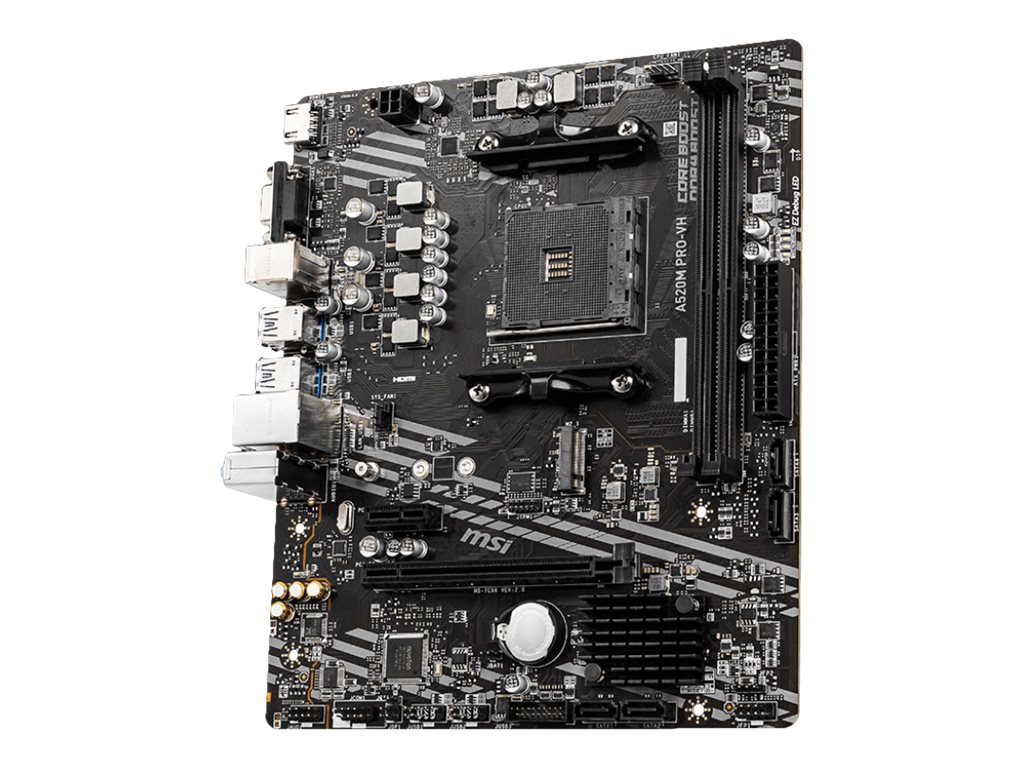 MSI A520M PRO-VH - Motherboard - micro ATX - Socket AM4 - AMD A520 Chipsatz - USB 3.2 Gen 1 - Gigabit LAN - Onboard-Grafik (CPU erforderlich)