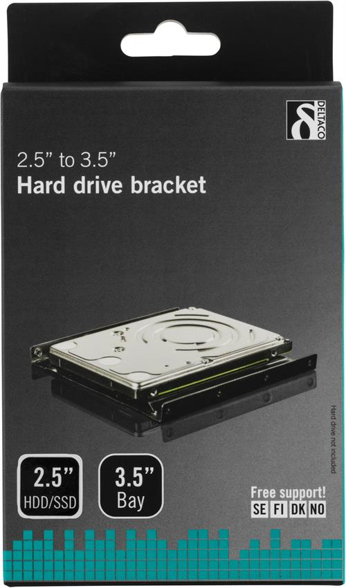 Deltaco RAM-7 - Universal - HDD mounting bracket - Stahl - Schwarz - 2.5 Zoll