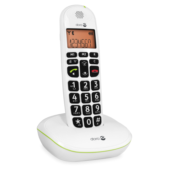 Doro PhoneEasy 100w - Analoges/DECT-Telefon - Kabelloses Mobilteil - Freisprecheinrichtung - 20 Eintragungen - Anrufer-Identifikation - Weiß