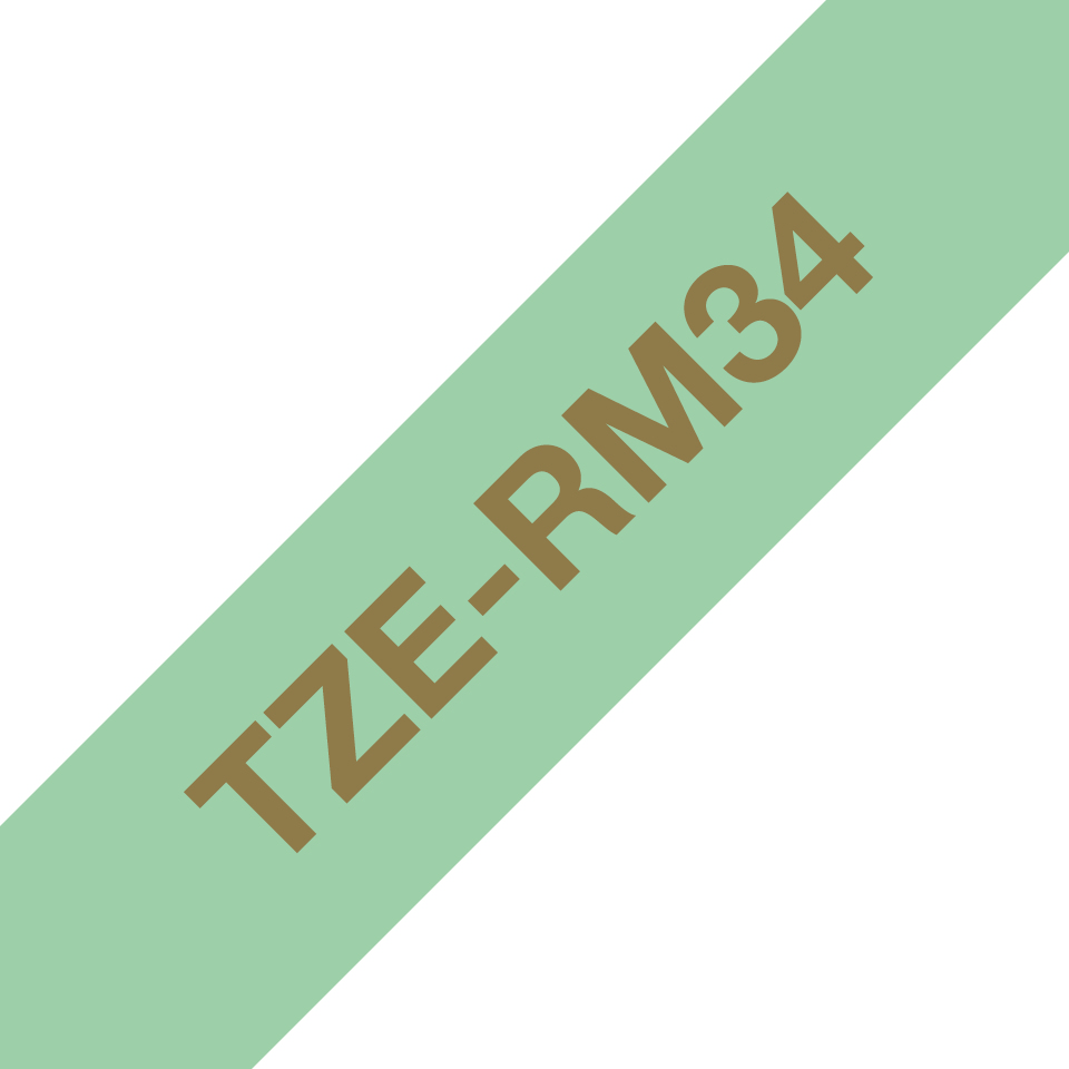 Brother TZe-RM34 - Seidig - Gold auf Mintgrün - Rolle (1,2 cm x 4 m)