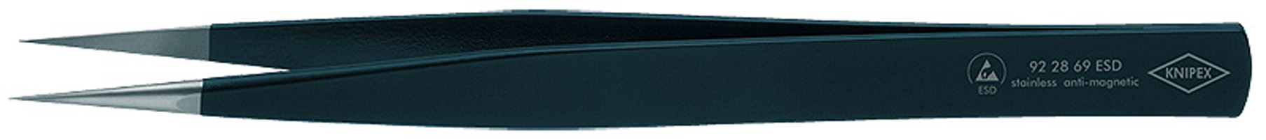 KNIPEX 92 28 69 ESD Präzisionspinzette Spitz kräftig 130 mm