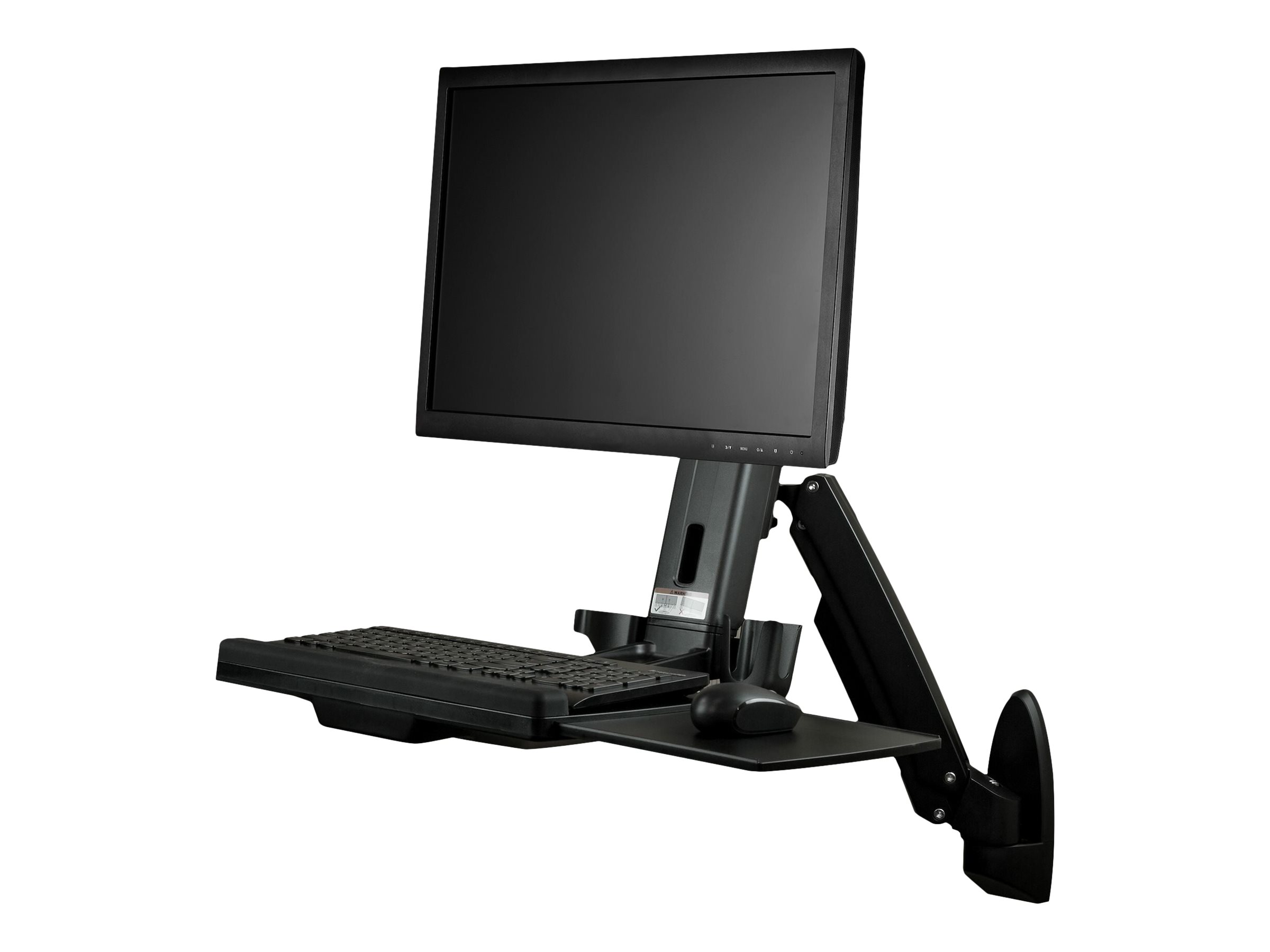 StarTech.com Wandmontage Sitz-/ Steh Workstation - 1 Monitor bis zu 24 - VESA - Höhenverstellbarer Ergonomischer Schreibtisch - Befestigungskit (Wandplatte, Spalte, Tastatur-Tablett, Monitorarm)