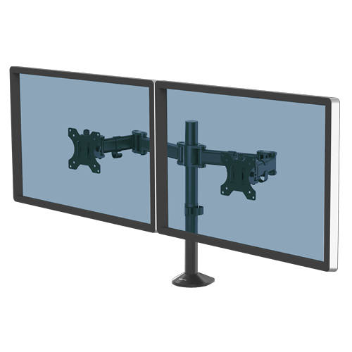 Fellowes Reflex Dual Monitor Arm - Befestigungskit - einstellbarer Arm - für 2 Monitore - Metall - Schwarz, RAL 9017 - Bildschirmgröße: bis zu 68,6 cm (bis zu 27 Zoll)