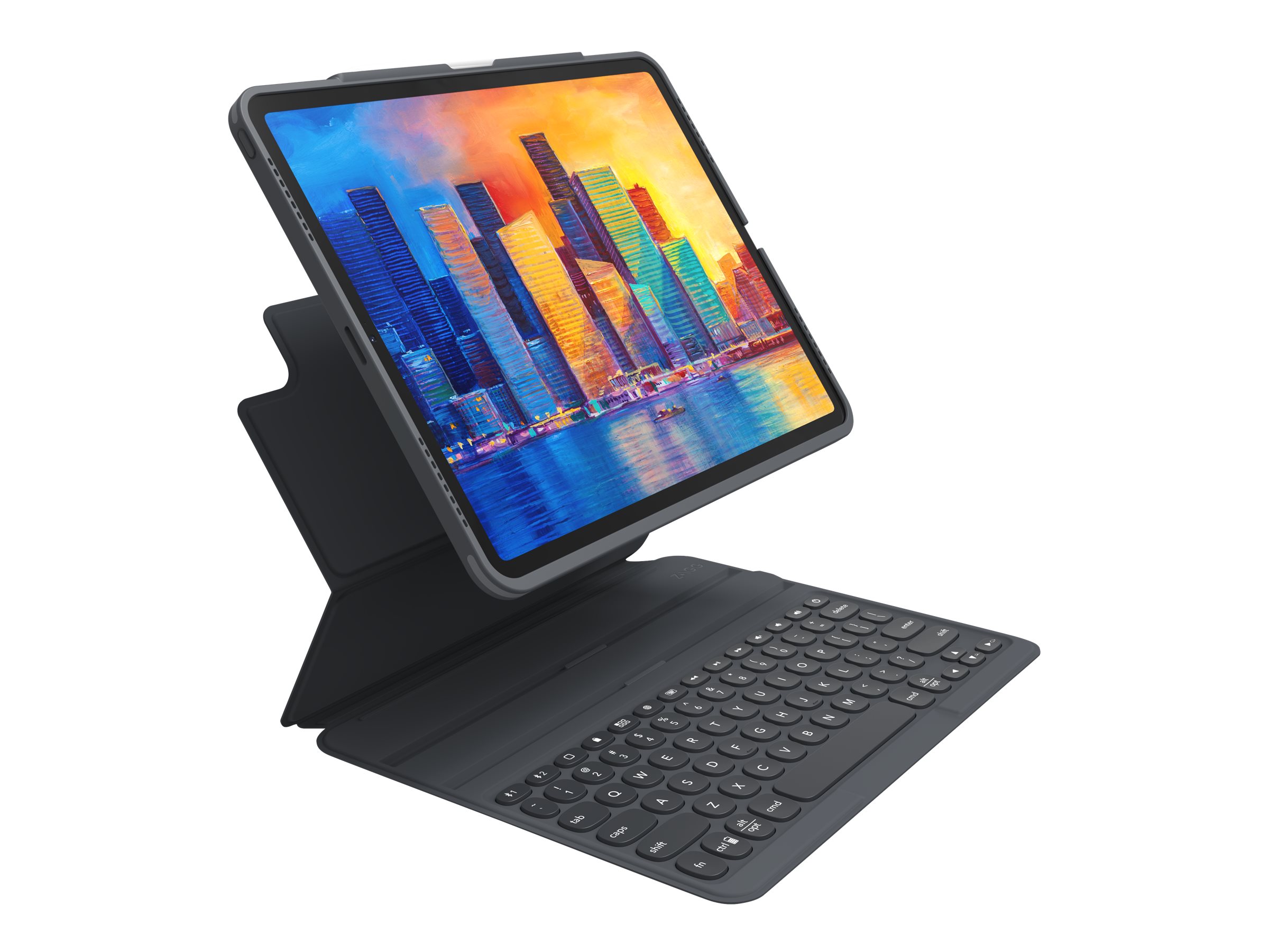 ZAGG Pro Keys - Tastatur und Foliohülle - hintergrundbeleuchtet - Bluetooth - Deutsch - Schwarz/Grau Tastatur, Schwarz/Grau Gehäuse - für Apple 11-inch iPad Pro (1. Generation, 2. Generation, 3. Generation)