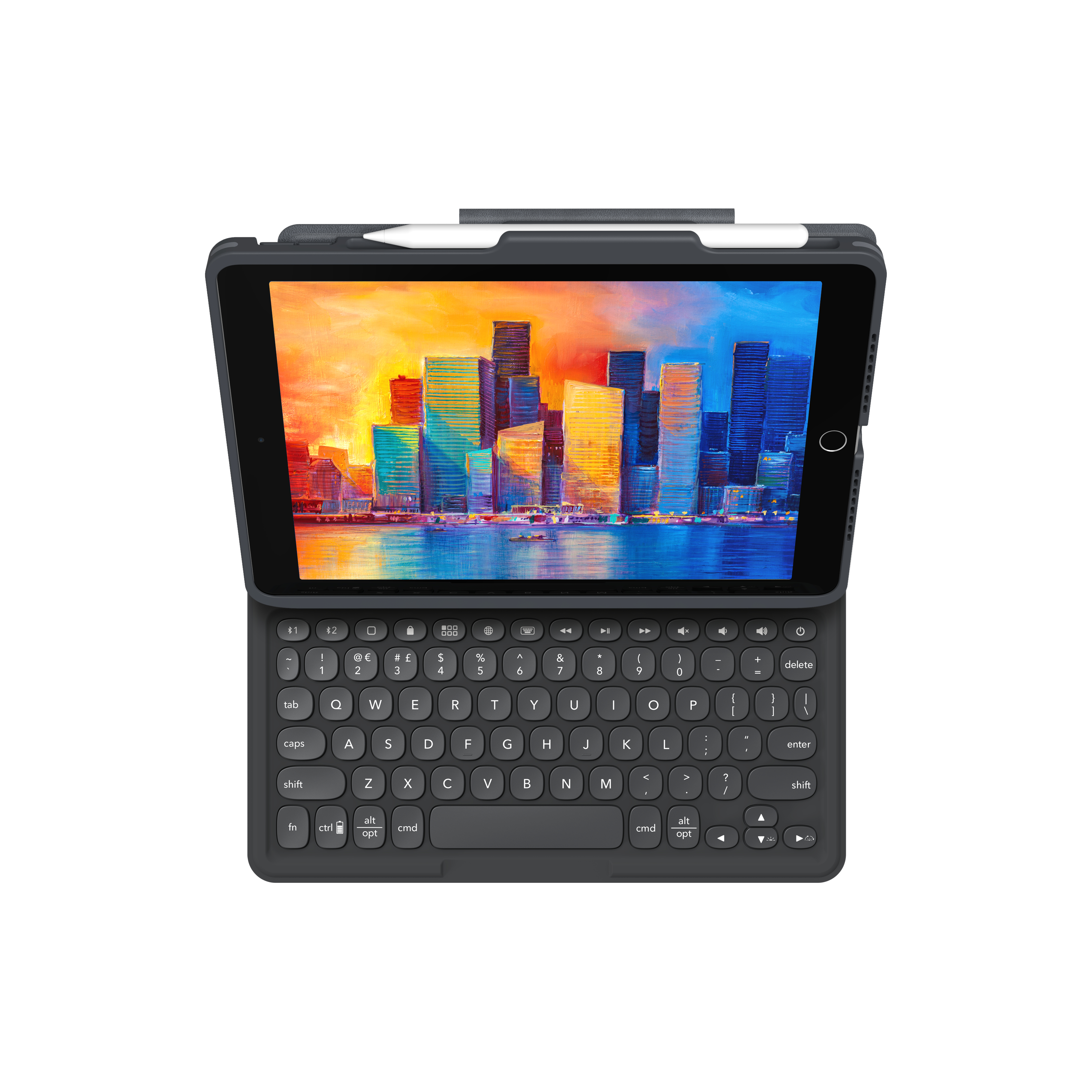 ZAGG Pro Keys - Tastatur und Foliohülle - hintergrundbeleuchtet - Bluetooth - Nordisch - Schwarz/Grau Tastatur, Schwarz/Grau Gehäuse - für Apple 10.2-inch iPad (7. Generation, 8. Generation, 9. Generation)