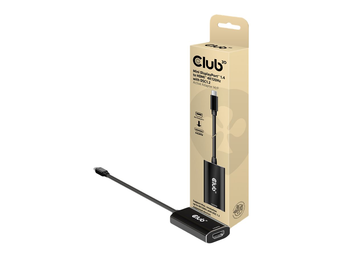 Club 3D CAC-1186 - Adapterkabel - Mini DisplayPort männlich zu HDMI weiblich - 15 cm - aktiv, unidirektional, Support von 8K 30 Hz, unterstützt 4K 120 Hz (3840 x 2160)
