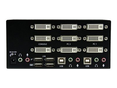 StarTech.com 2 Port Dreifach Monitor DVI USB KVM Switch mit Audio und USB 2.0 Hub