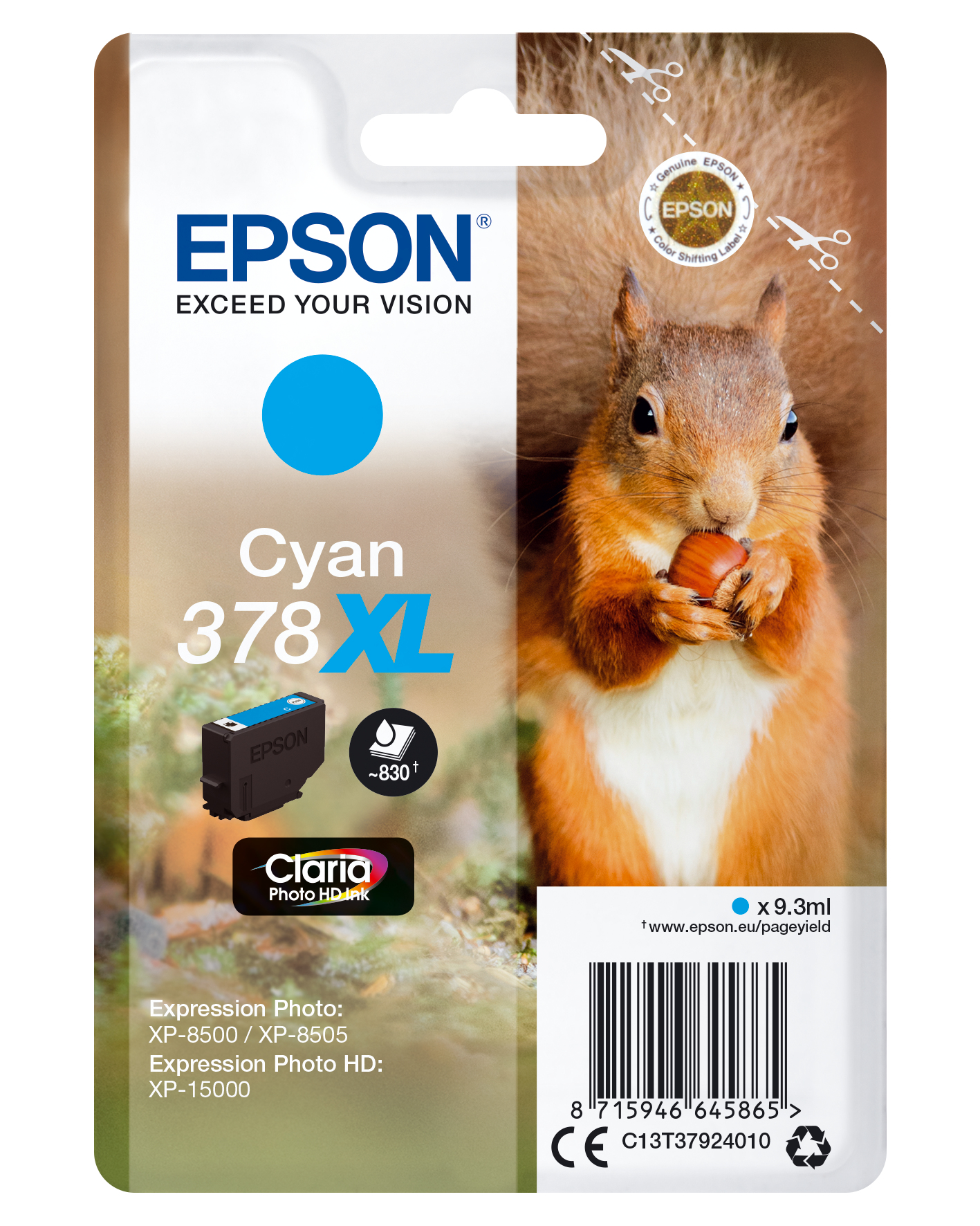 Epson 378XL - 9.3 ml - mit hoher Kapazität - Cyan