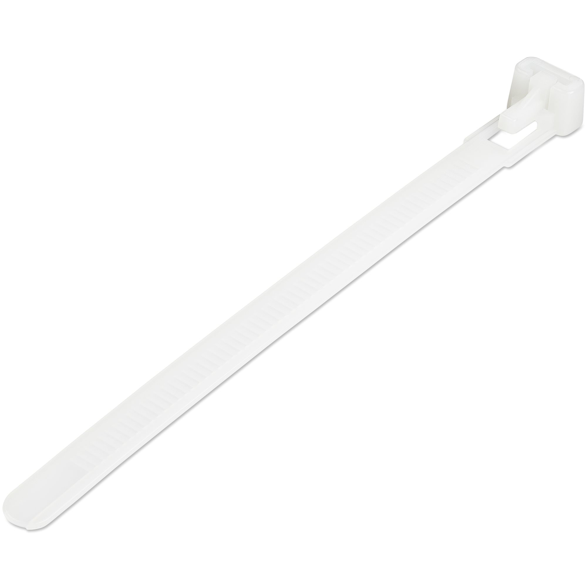 StarTech.com 12cm(5") Reusable Cable Ties, 7mm(1/4") wide, 30mm(1-1/8") Bundle Dia. 22kg(50lb) Tensile Strength, Releasable Nylon Ties, Indoor/Outdoor, 94V-2/UL Listed, 100 Pack, White - Nylon 66 Plastic - TAA (CBMZTRB5)