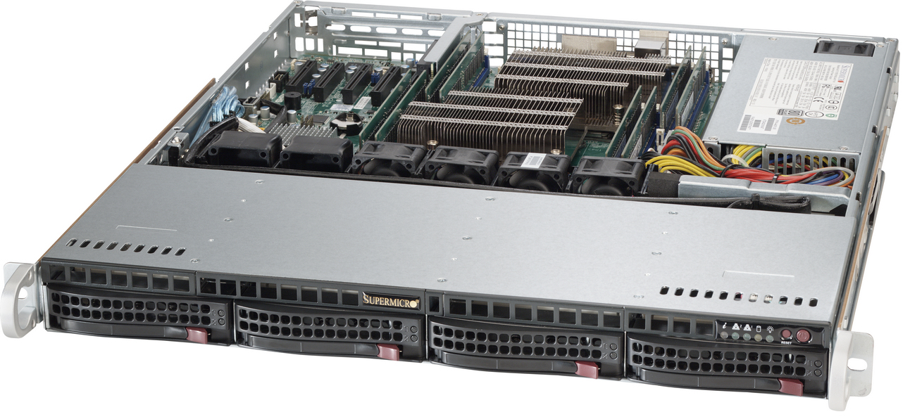 Supermicro SuperServer 6018R-MTR - Server - Rack-Montage - 1U - zweiweg - keine CPU - RAM 0 GB - SATA - Hot-Swap 8.9 cm (3.5")
