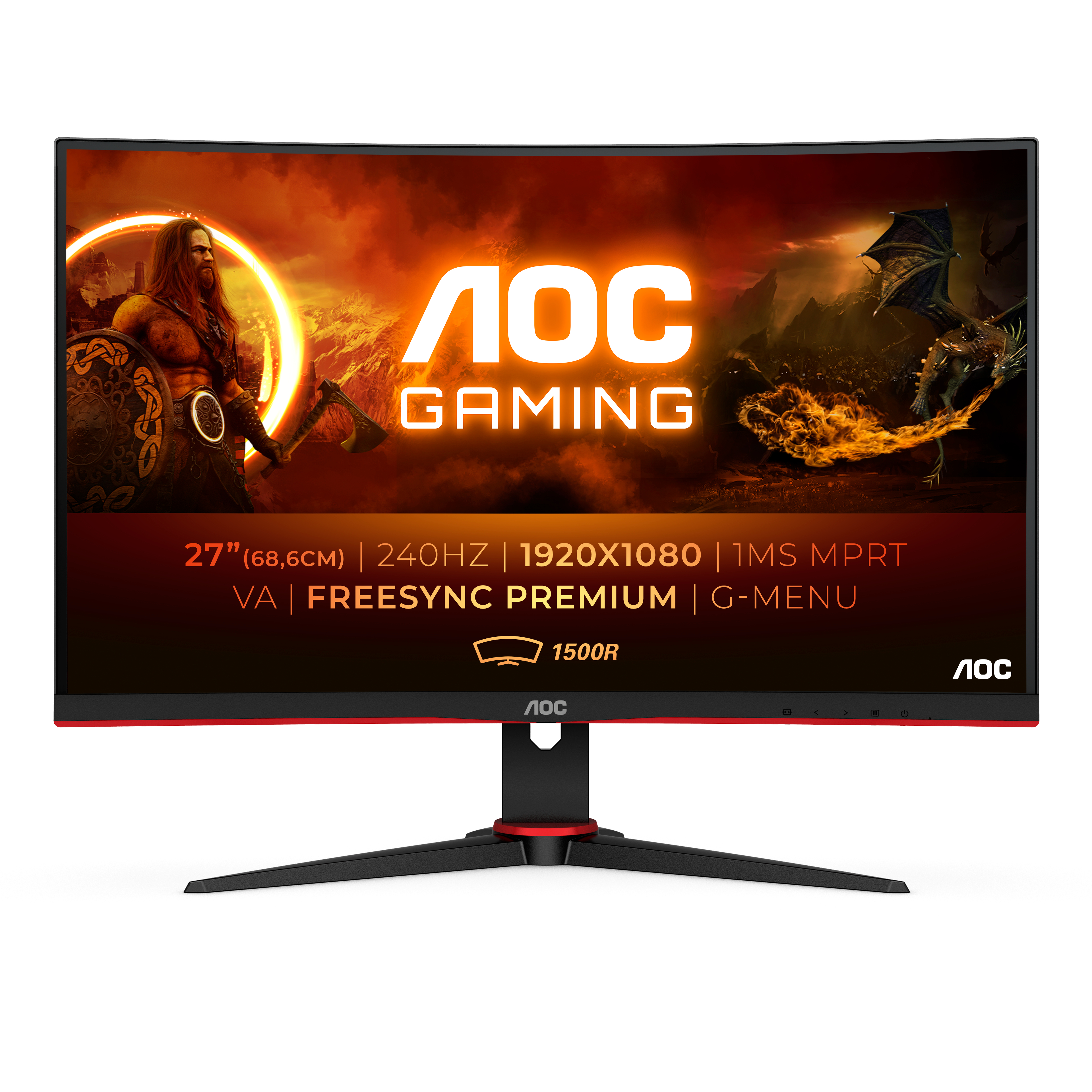 AOC Gaming C27G2ZE/BK - G2 Series - LED-Monitor - Gaming - gebogen - 68.58 cm (27")