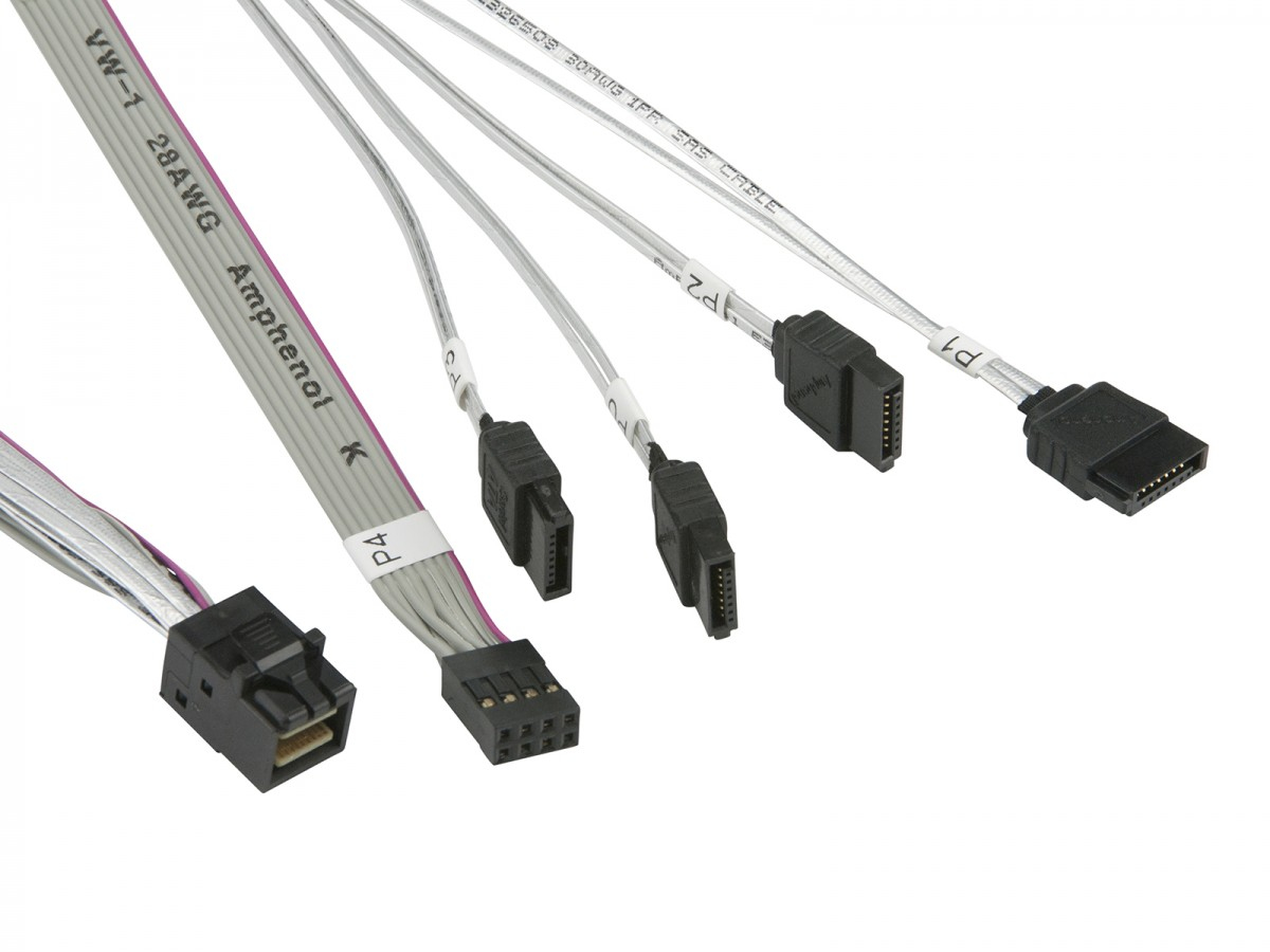 Supermicro Internes SAS-Kabel - mit Sidebands - Überkreuzung - 4x Mini SAS HD (SFF-8643)