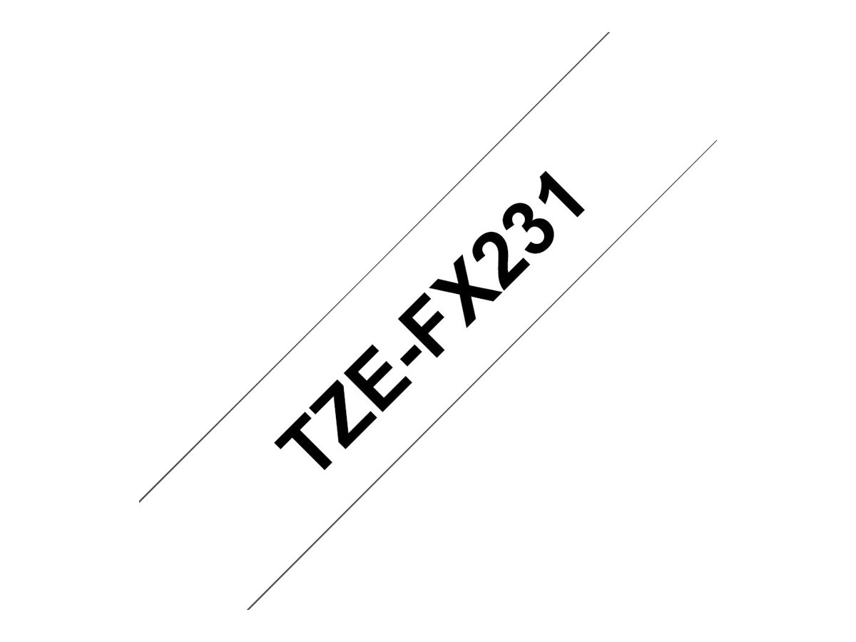 Brother TZe-FX231 - Selbstklebend - Schwarz auf Weiß - Rolle (1,2 cm x 8 m)