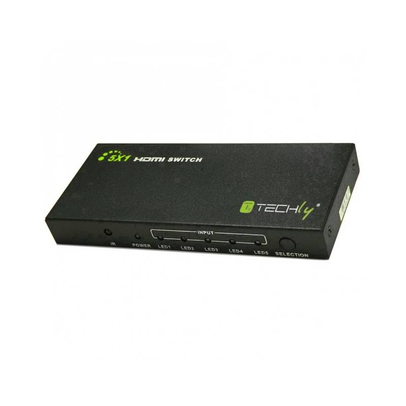 Techly 5 IN 1 OUT HDMI Switch with Remote Control, 4Kx2K, 3D