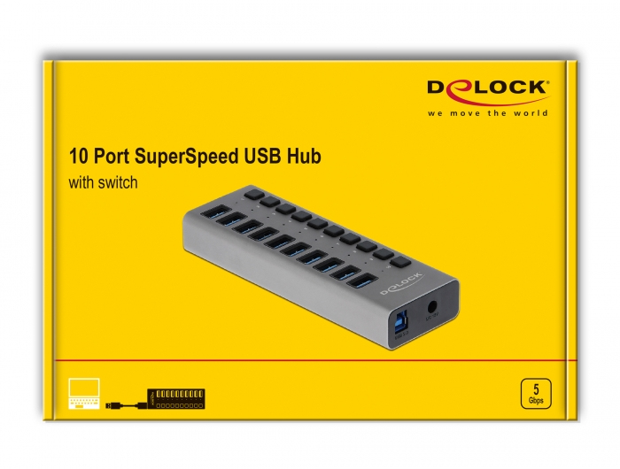 Delock Hub - 10 x SuperSpeed USB 3.0 - Desktop