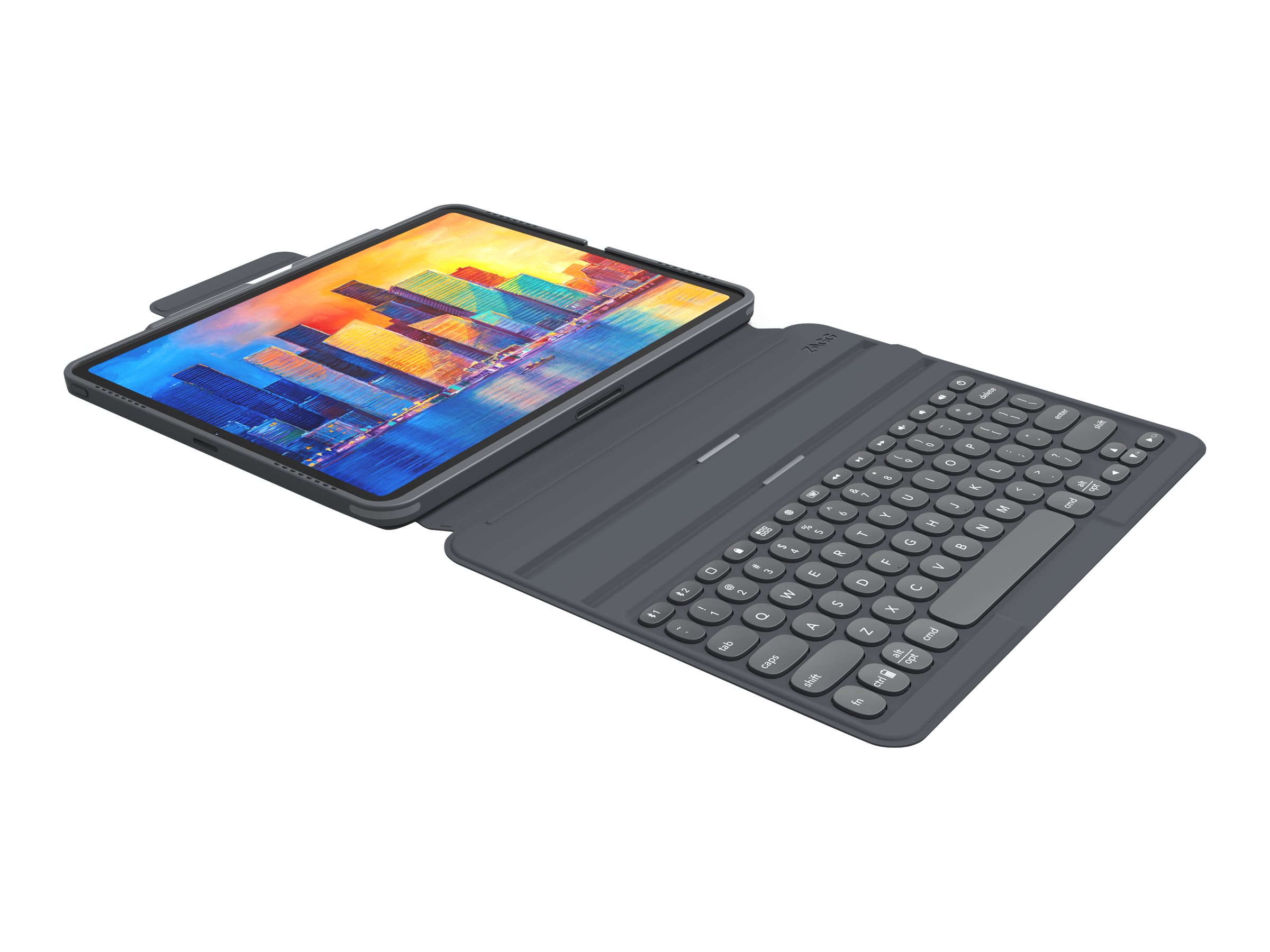 ZAGG Pro Keys - Tastatur und Foliohülle - hintergrundbeleuchtet - Bluetooth - Tschechisch - Schwarz/Grau Tastatur, Schwarz/Grau Gehäuse - für Apple 11-inch iPad Pro (1. Generation, 2. Generation, 3. Generation)