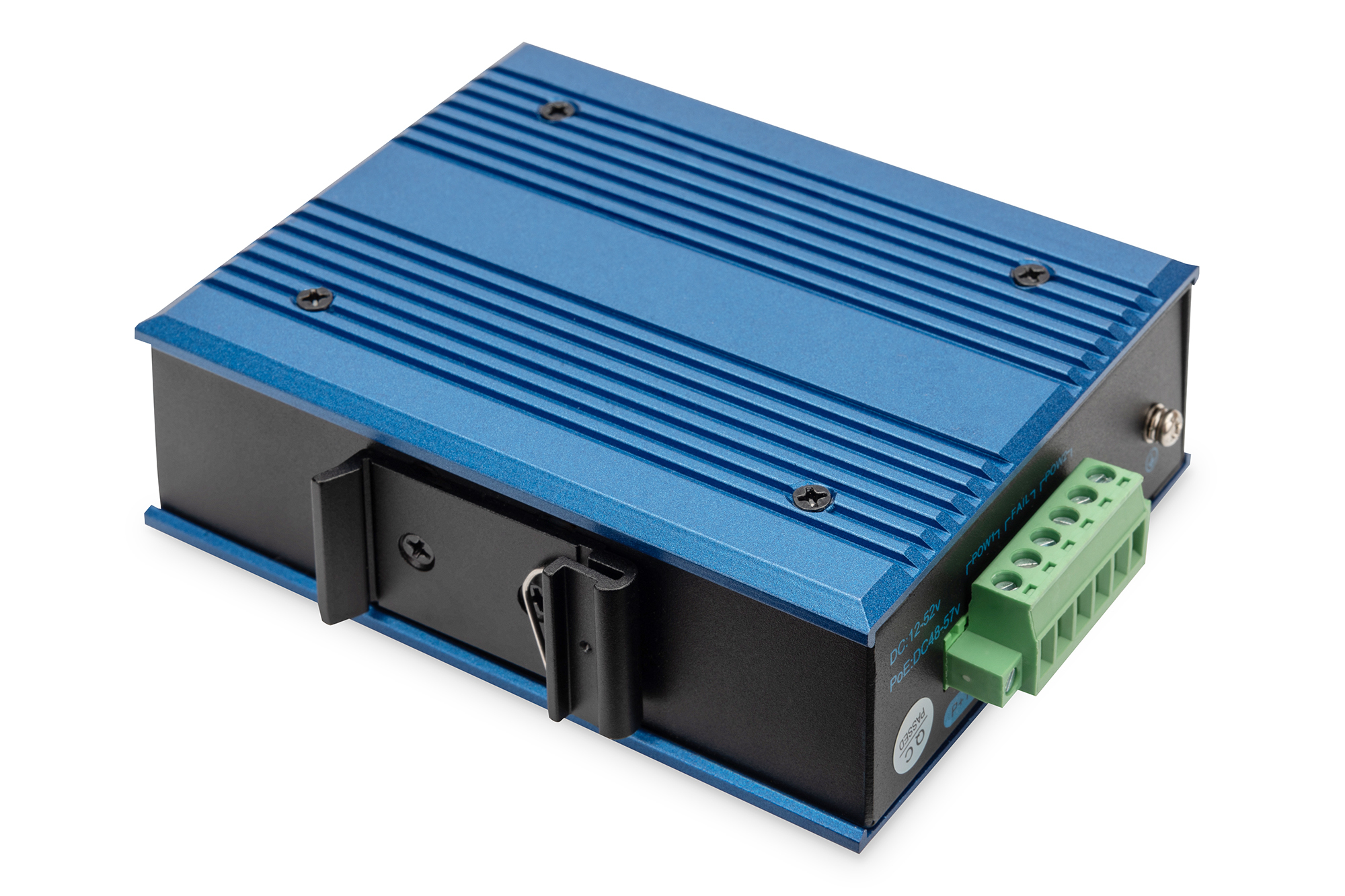 DIGITUS 4 Port Fast Ethernet Netzwerk PoE Switch, Industrial, Unmanaged, 1 SFP Uplink