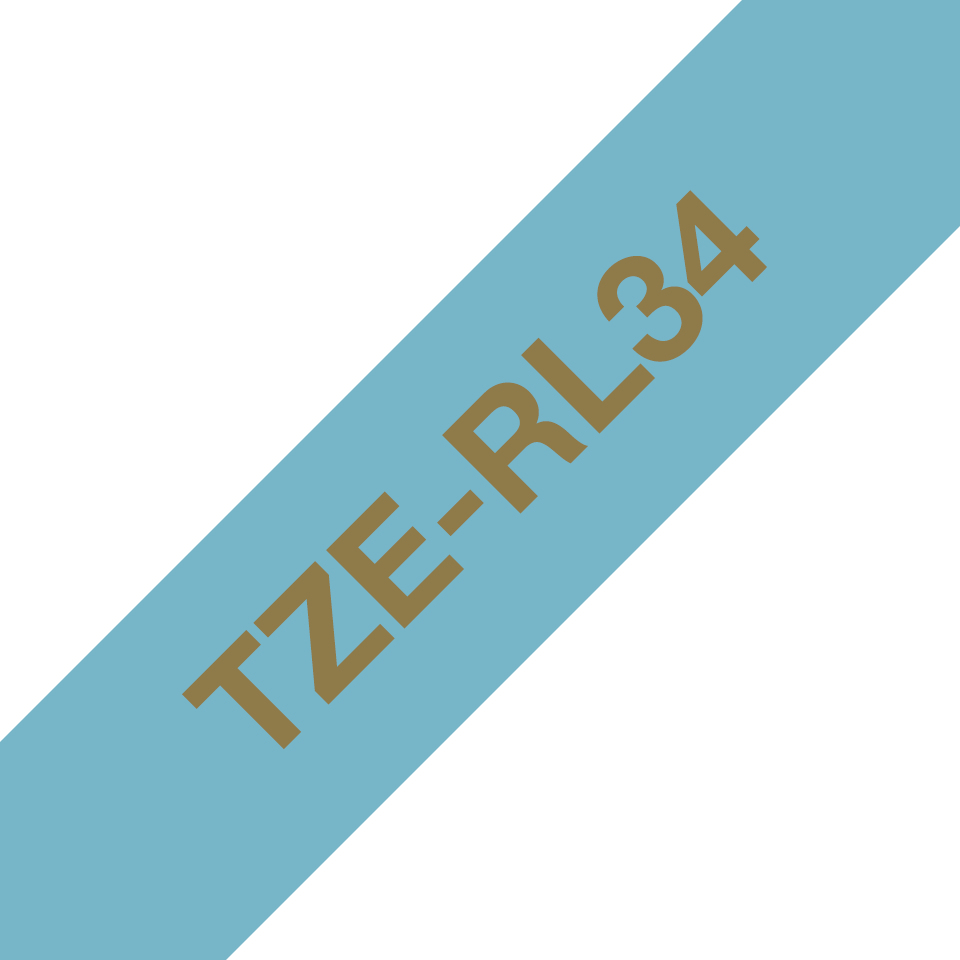 Brother TZe-RL34 - Seidig - Gold auf Hellblau - Rolle (1,2 cm x 4 m)