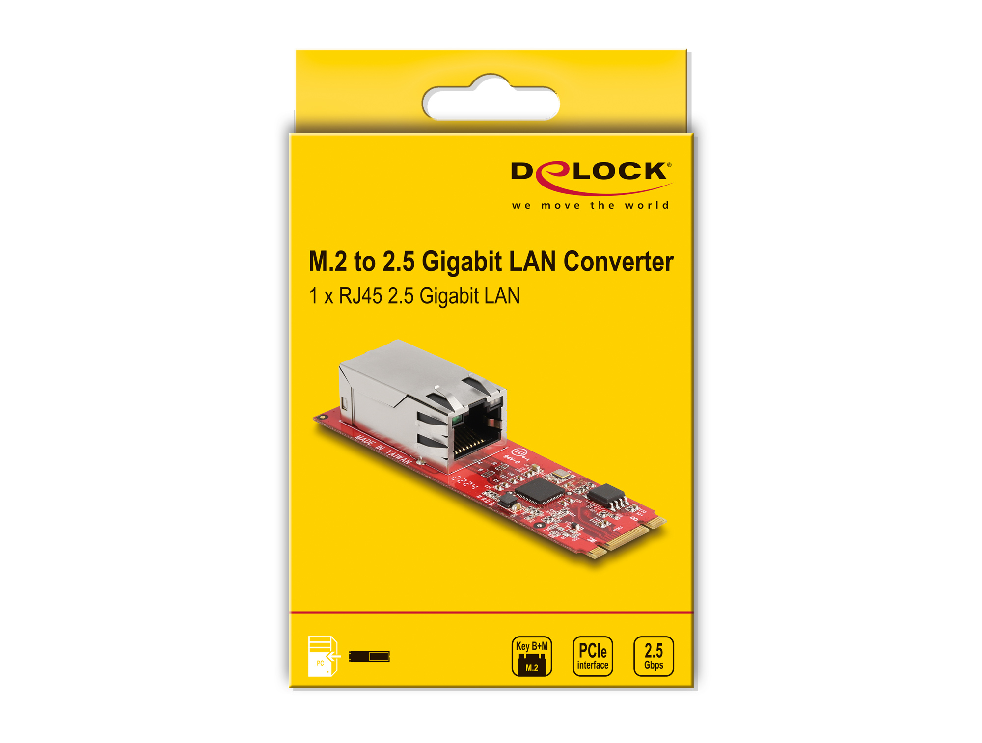Delock 62985 - Eingebaut - Kabelgebunden - M.2 - Ethernet - 2500 Mbit/s - Rot