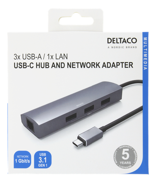 Deltaco USBC-1294 Hub 3 porte USB