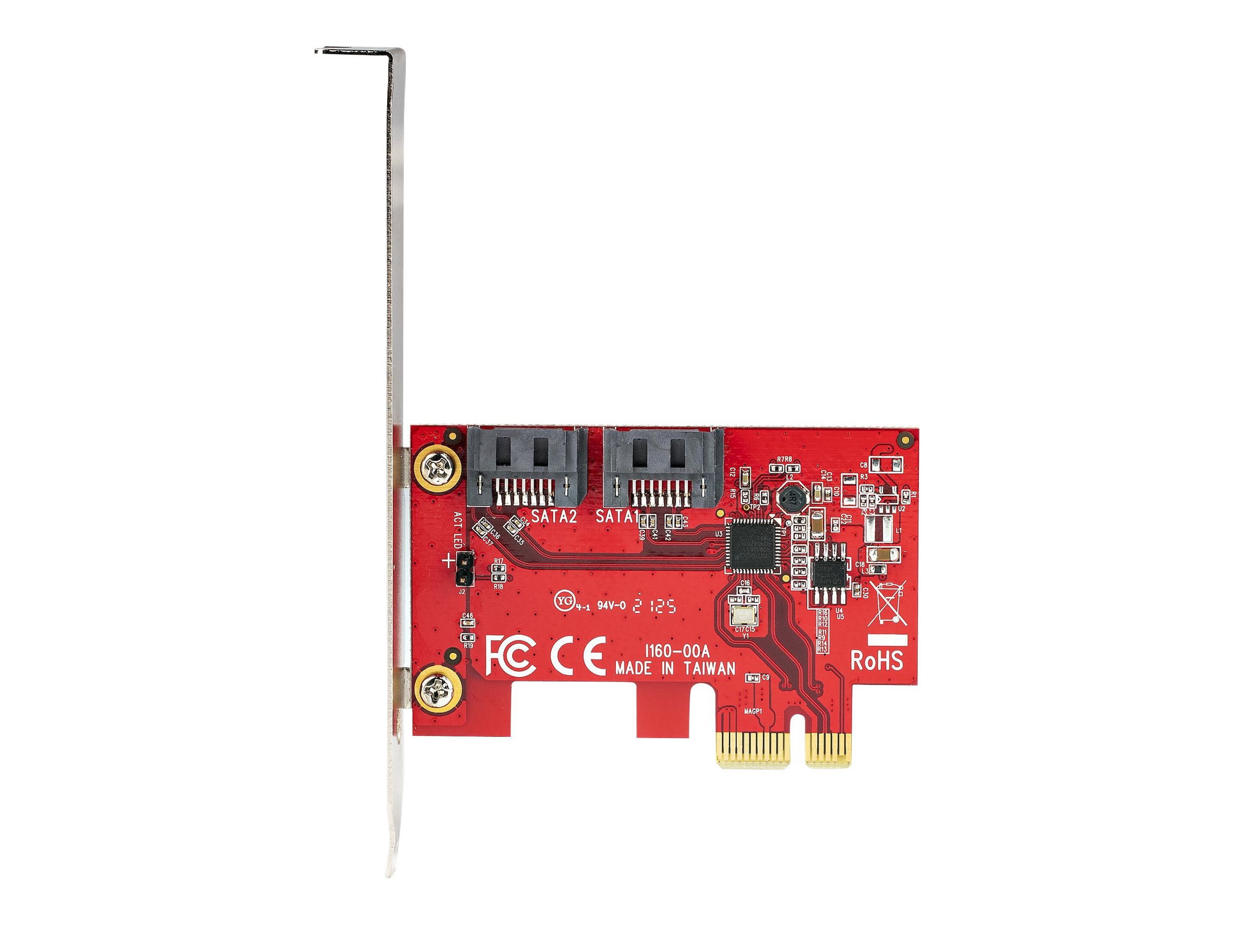 StarTech.com PCIe SATA Controller Karte - 2 Port SATA 3 Erweiterungskarte/Kontroller - 6Gbit/s - Voll/Halb Profil Blende - PCI Express Festplatten/SSD kontroller/Adapter (2P6G-PCIE-SATA-CARD)