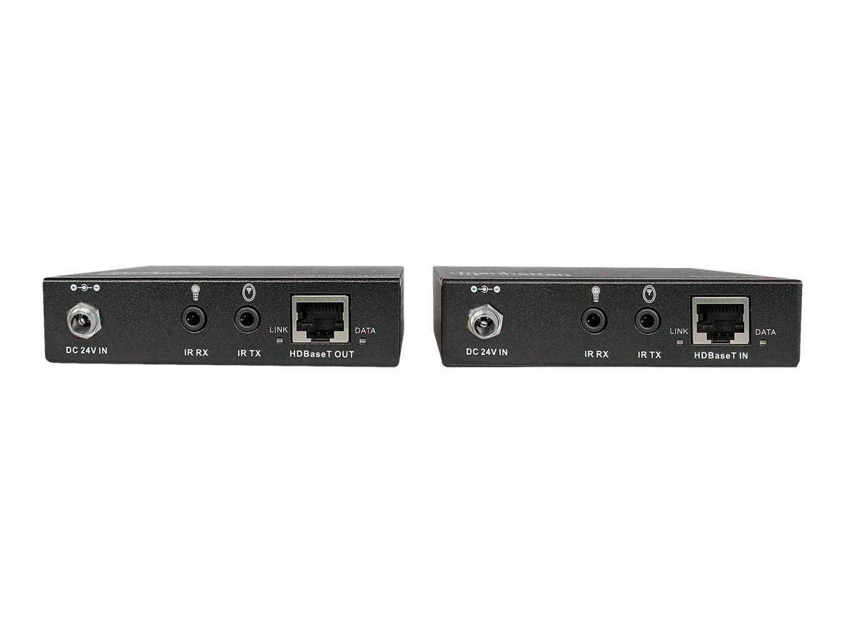 Manhattan 4K HDMI HDBaseT over Ethernet Extender Kit, Extends Distances of 4K@30Hz up to 70m and 1080p up to 100m Using Single Ethernet Cable, Power over Cable, Bi-directional IR, RS232 Support, Black, Three Year Warranty, Box