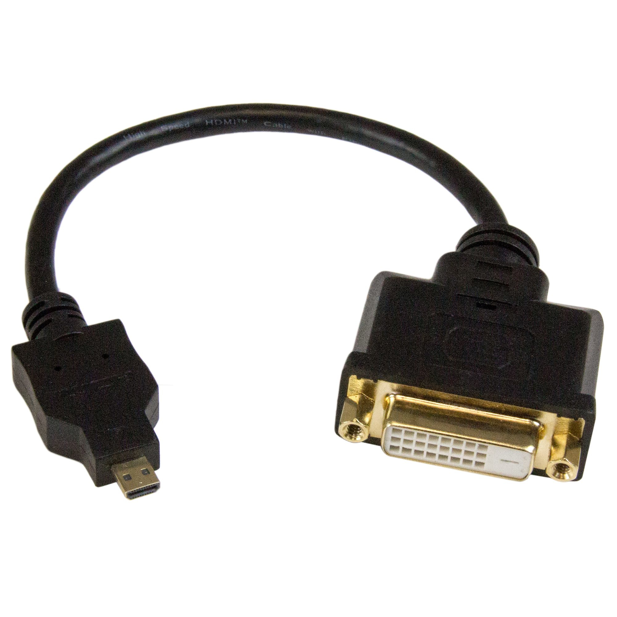 StarTech.com 8in Micro HDMI to DVI-D Adapter M/F - 8in Micro HDMI to DVI Cable - Connect a Micro HDMI phone or laptop to a DVI-D display (HDDDVIMF8IN)