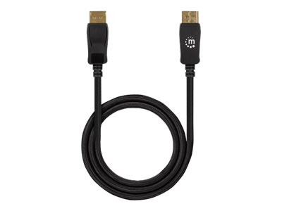 Manhattan DisplayPort 1.4 Cable, 8K@60hz, 3m, Braided Cable, Male to Male, With Latches, Fully Shielded, Black, Lifetime Warranty, Polybag - DisplayPort-Kabel - DisplayPort (M)